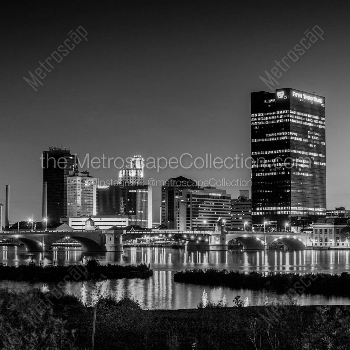 toledo skyline from thomas edison park Black & White Office Art