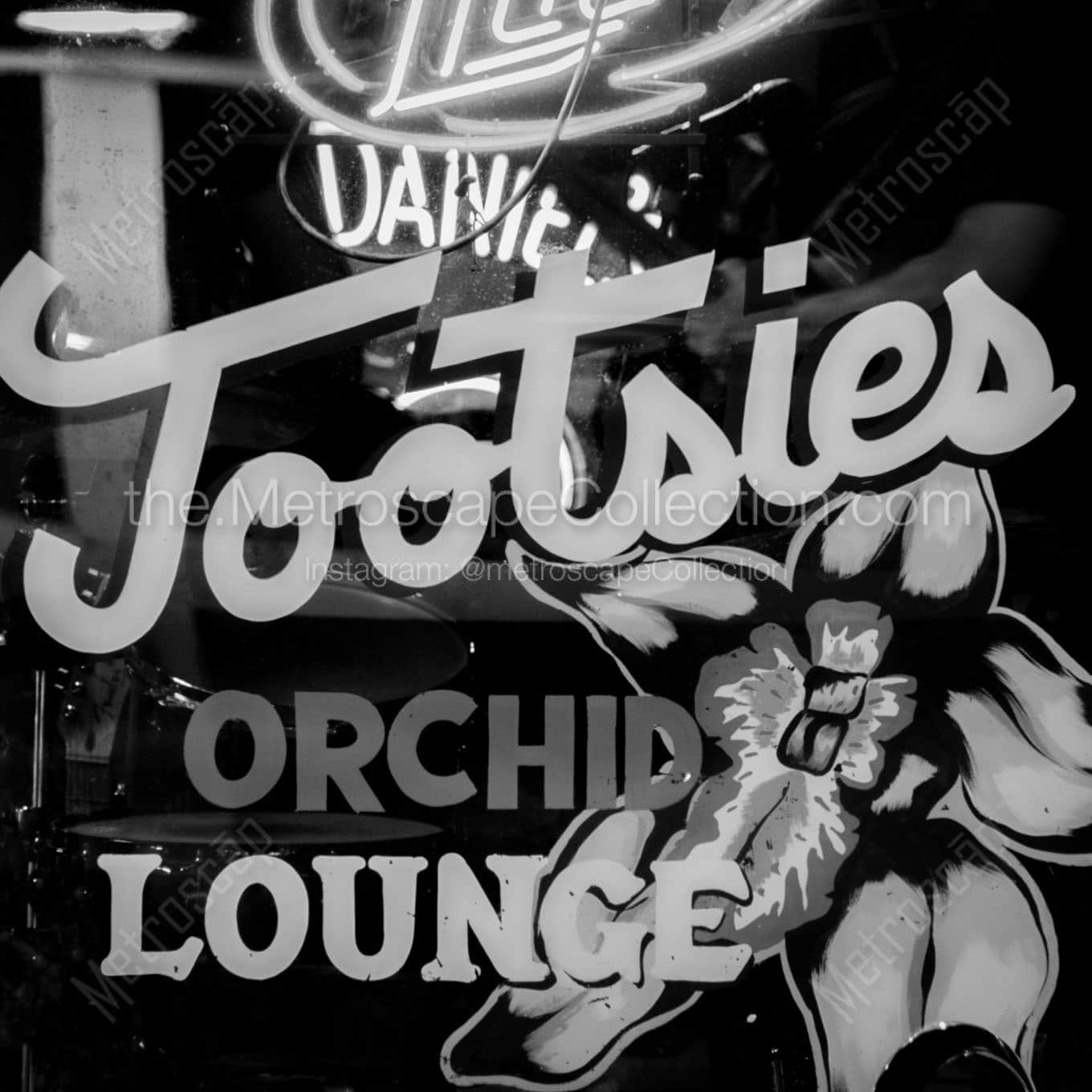 tootsies orchid lounge at night Black & White Office Art