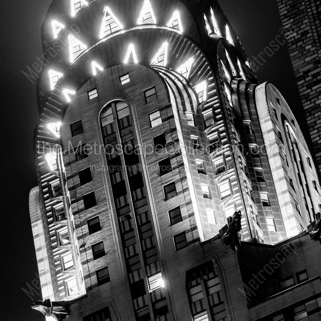 top chrysler building at night Black & White Office Art