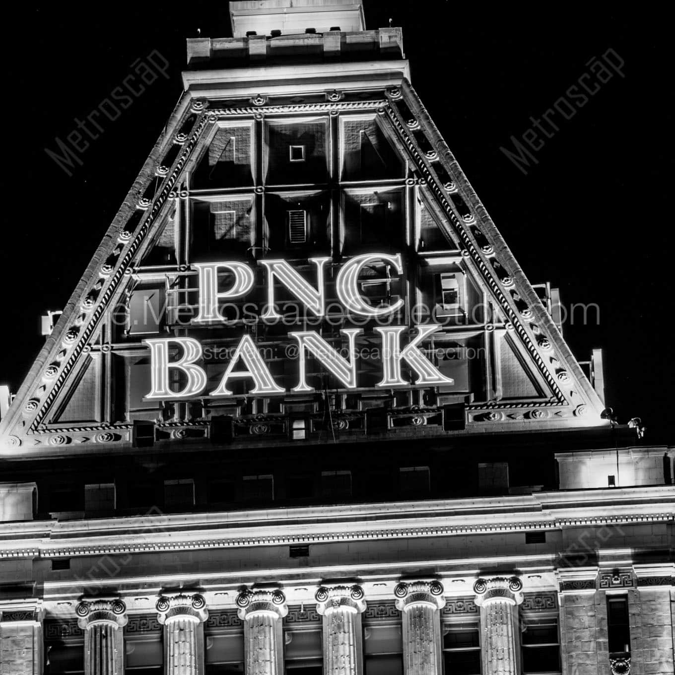 top pnc bank building Black & White Office Art