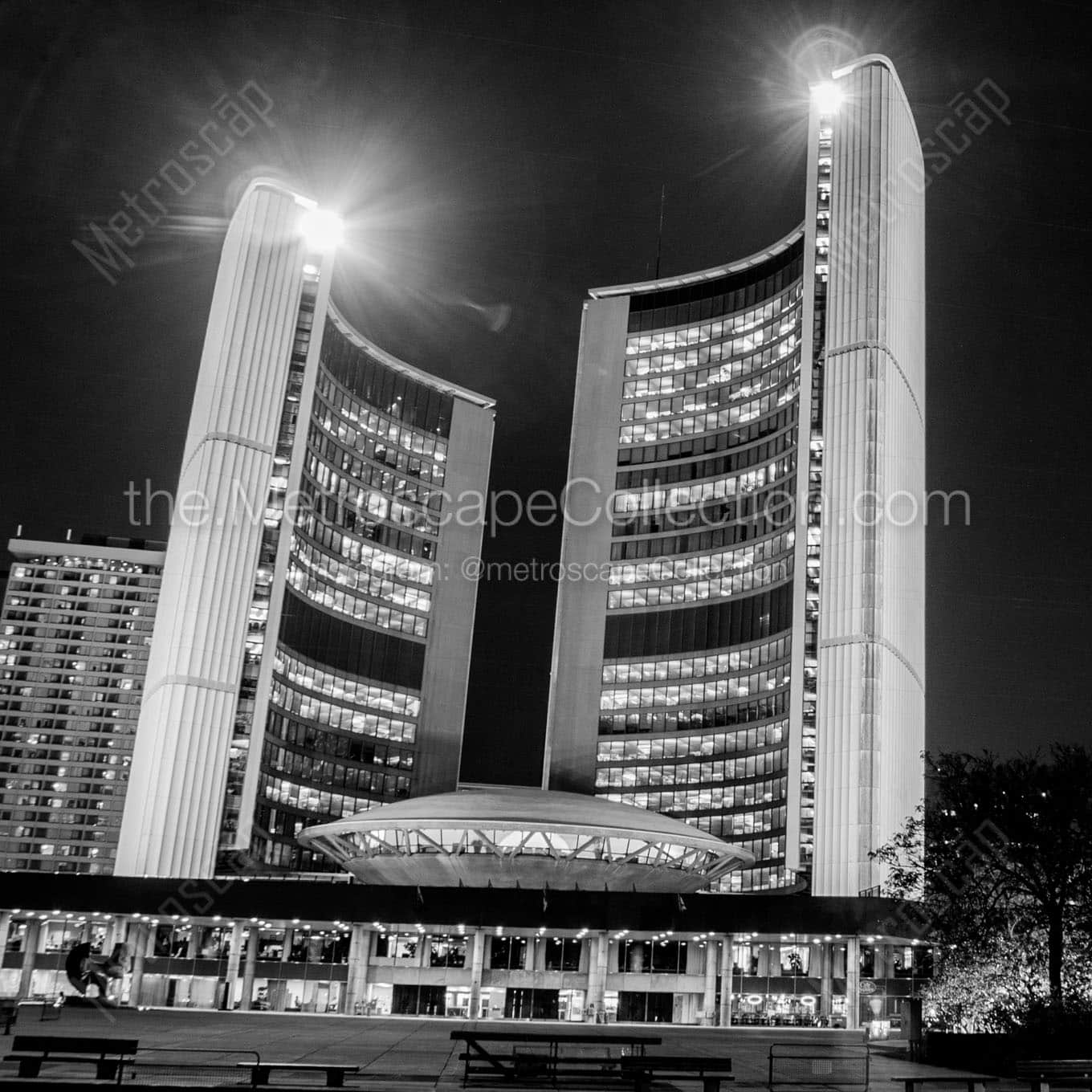 toronto city hall at night Black & White Office Art