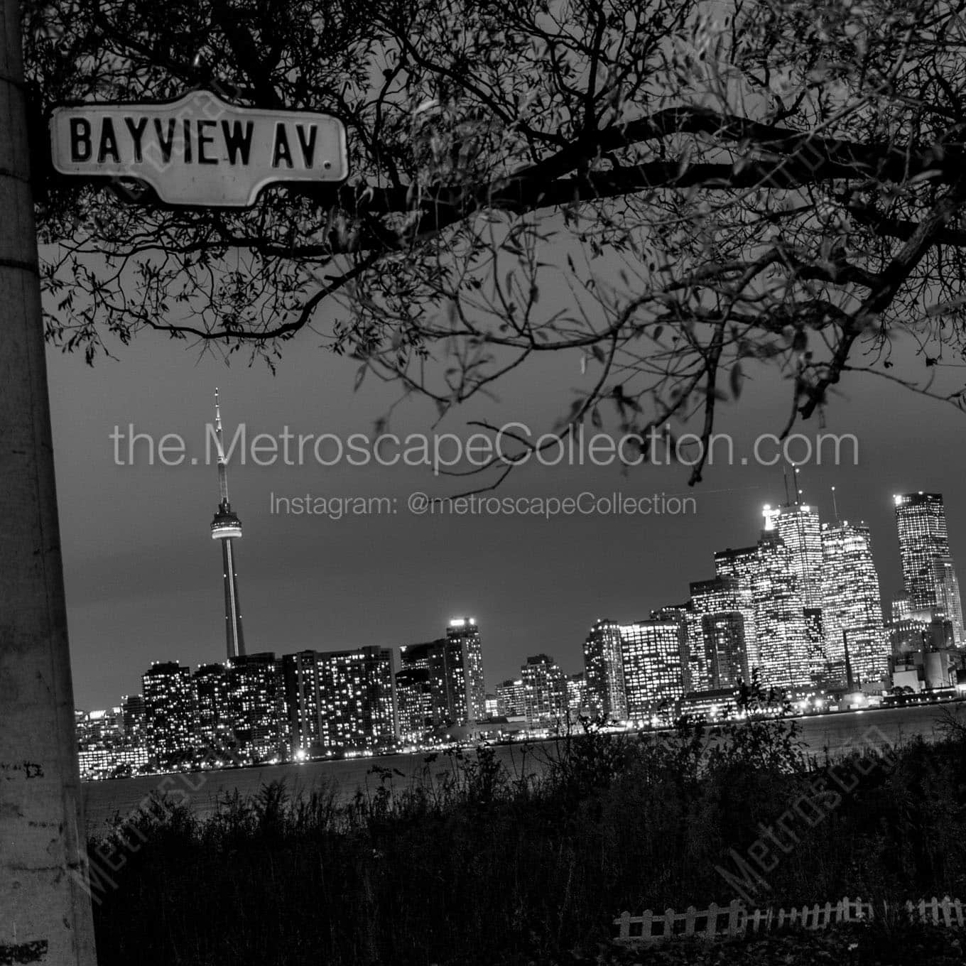 toronto skyline bayview wards island Black & White Office Art