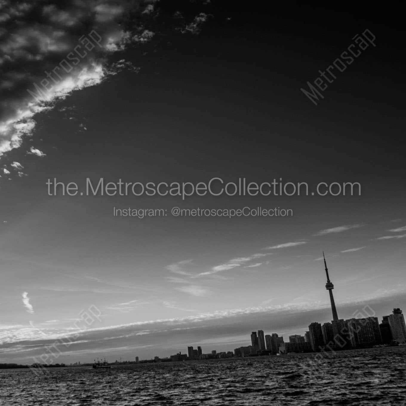 toronto skyline lake ontario shore Black & White Office Art