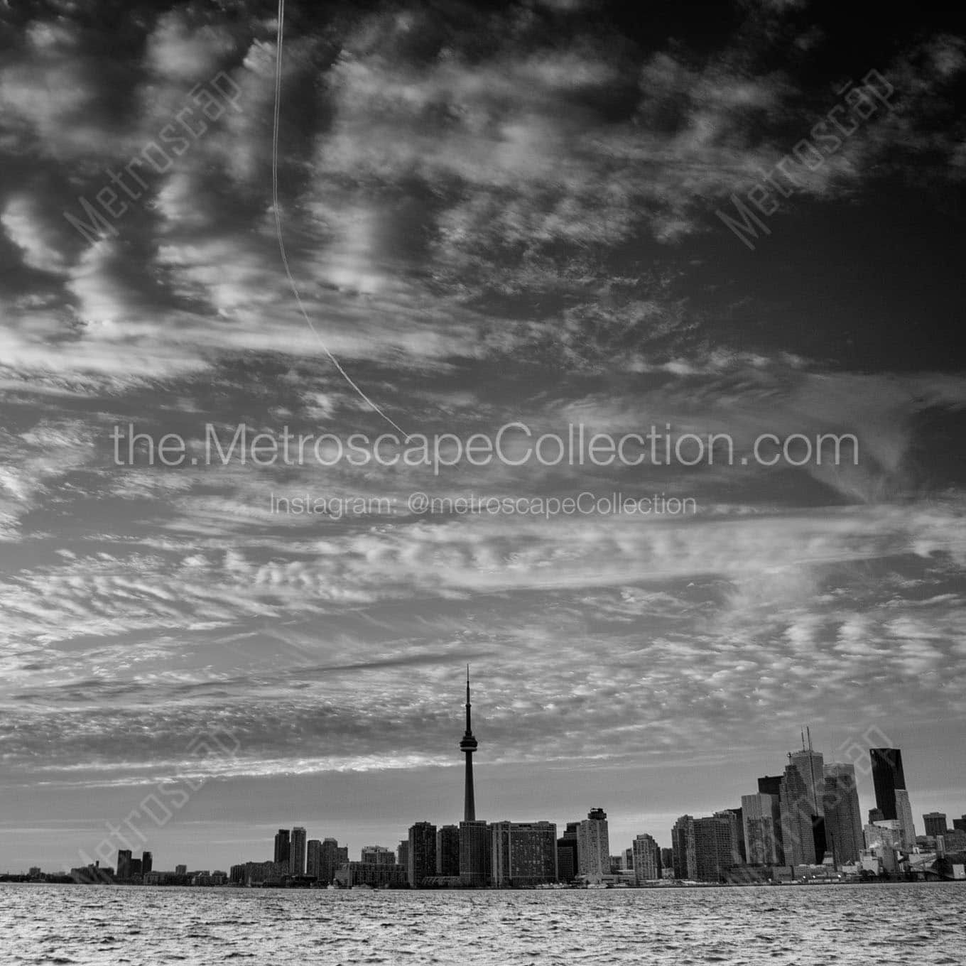toronto skyline whispy clouds Black & White Office Art