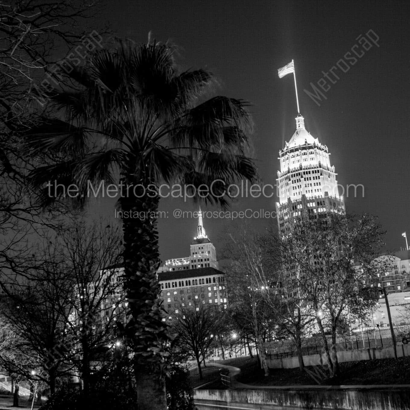 tower life building at night Black & White Wall Art