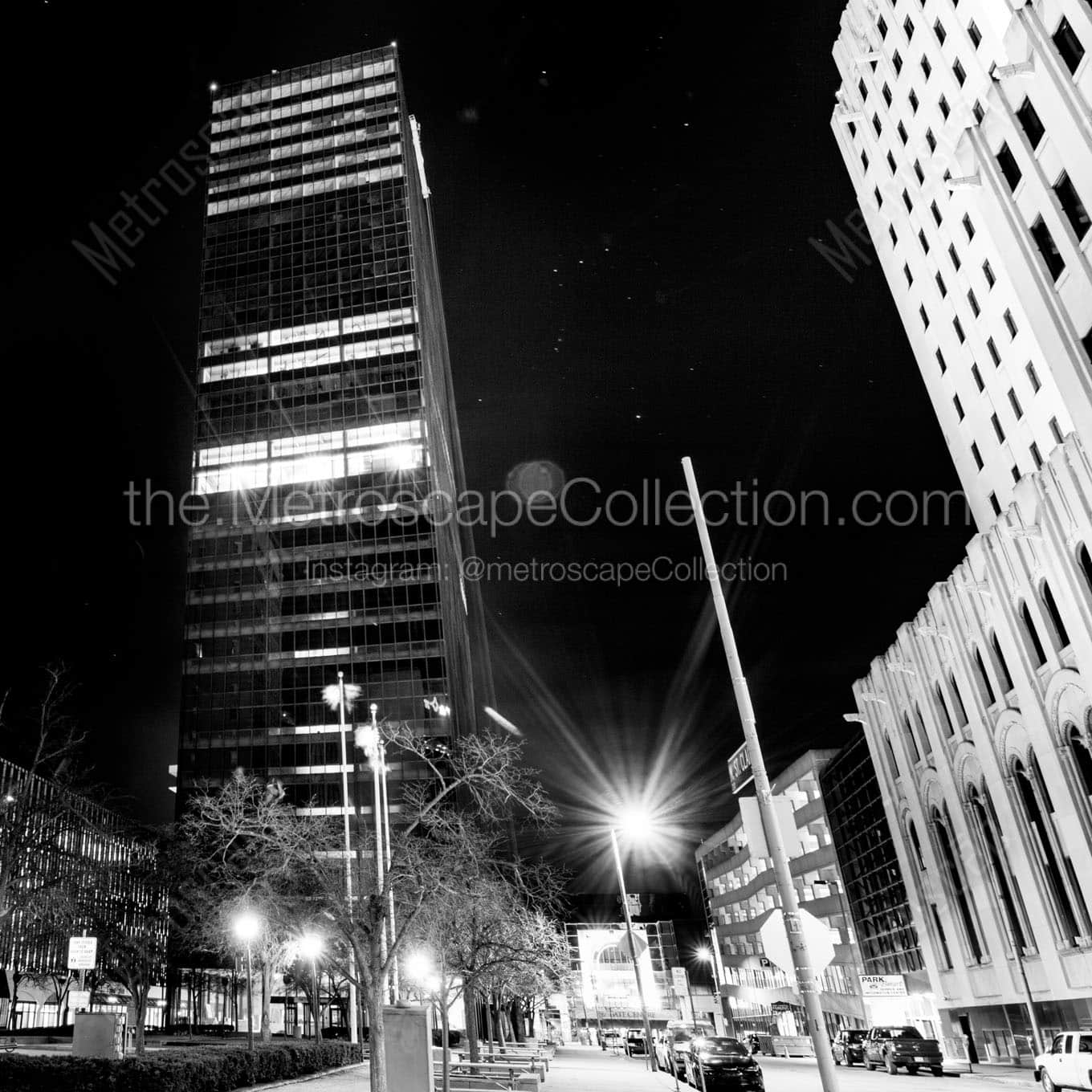 tower on maumee at night Black & White Office Art