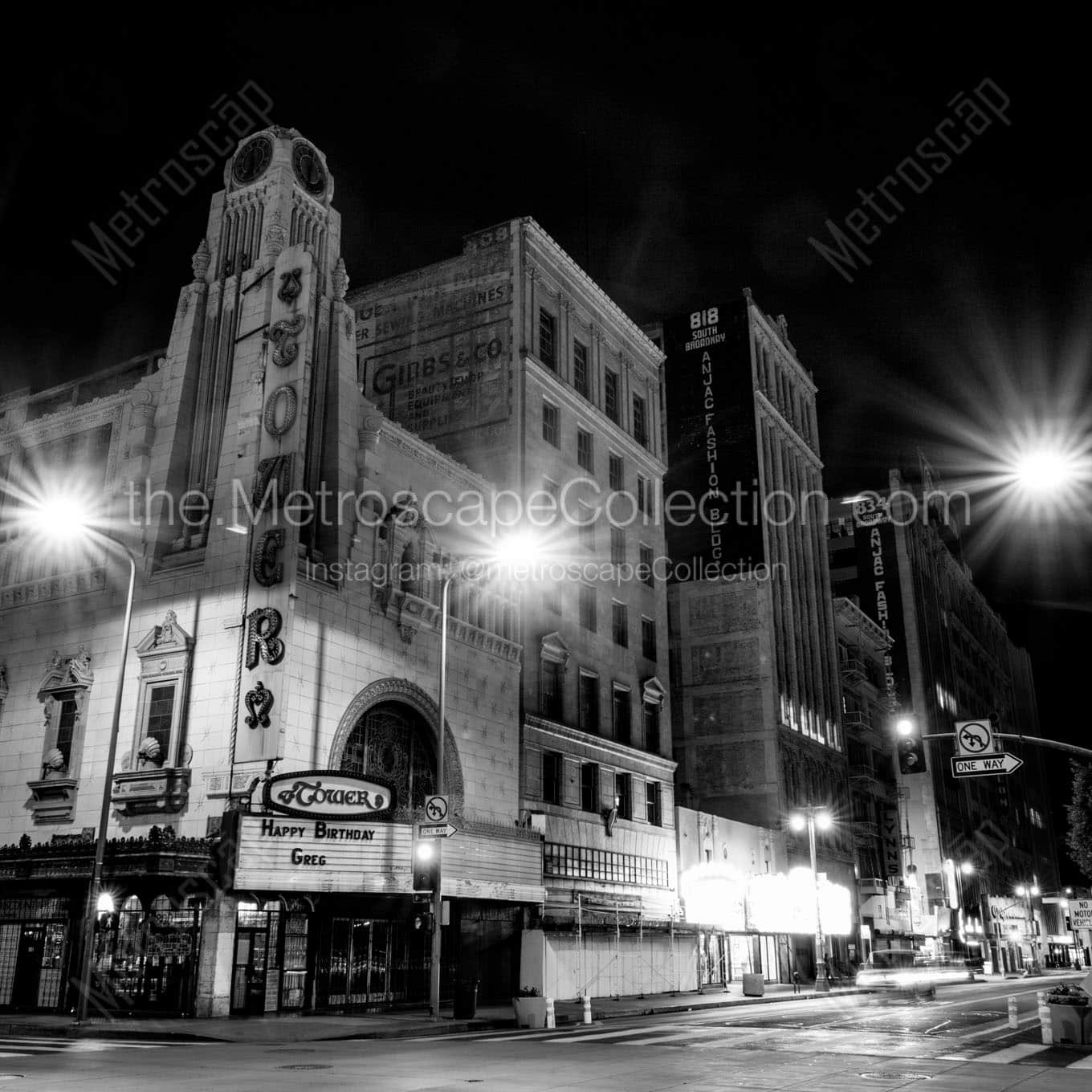 tower theater at night Black & White Office Art