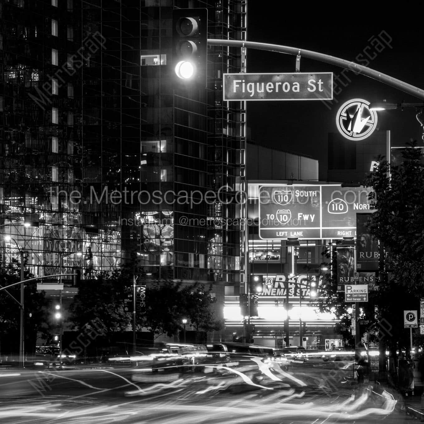 traffic at figueroa and olympic blvd Black & White Office Art