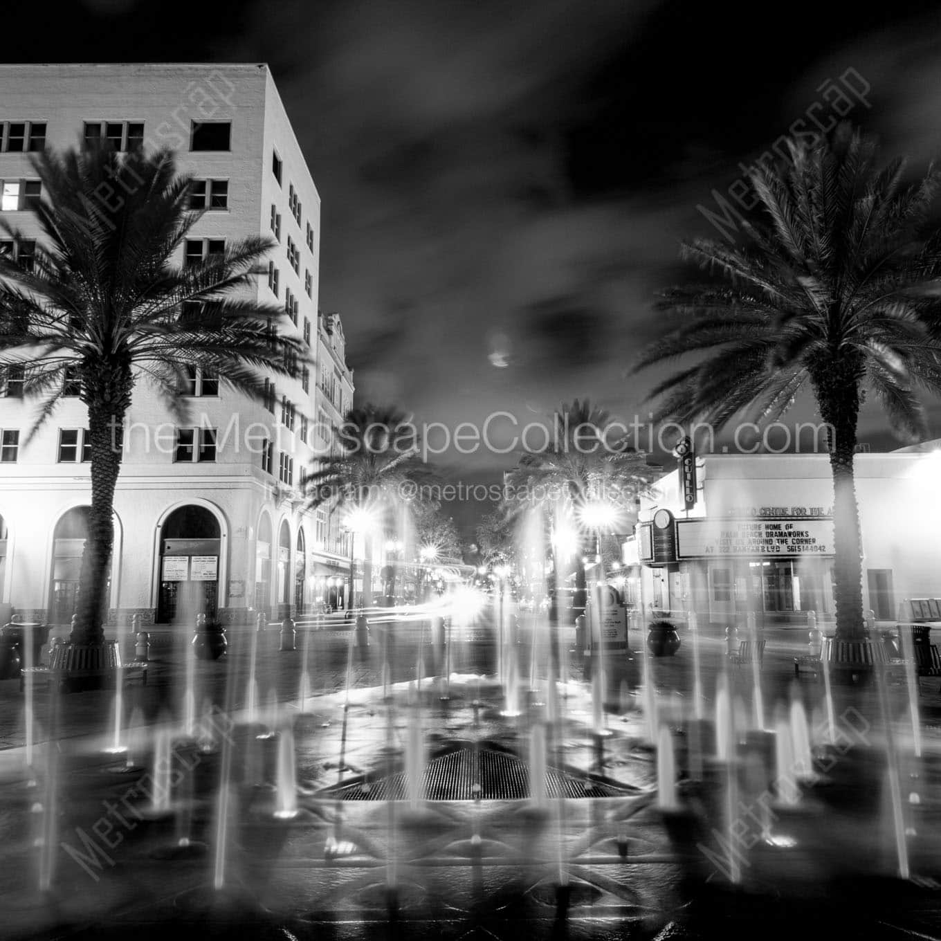 triangle fountain clematis street west palm beach Black & White Office Art