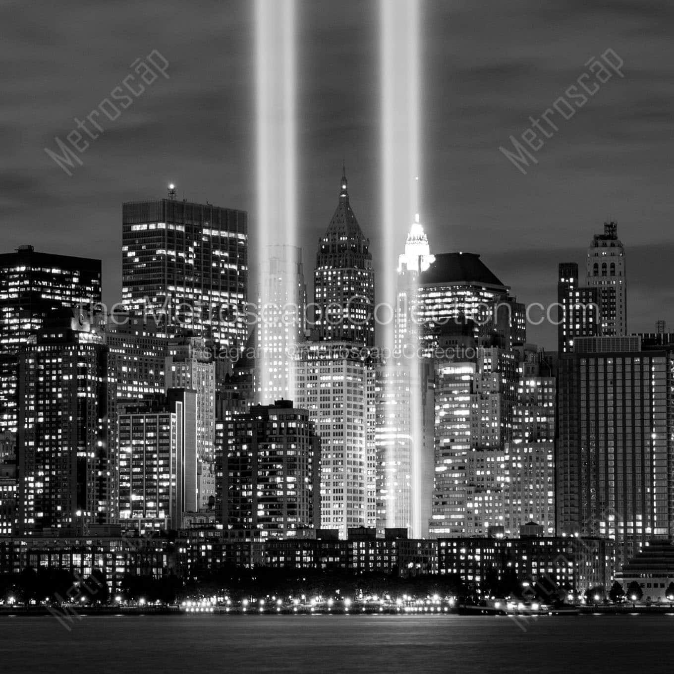 tribute in light lower manhattan september 11 Black & White Office Art