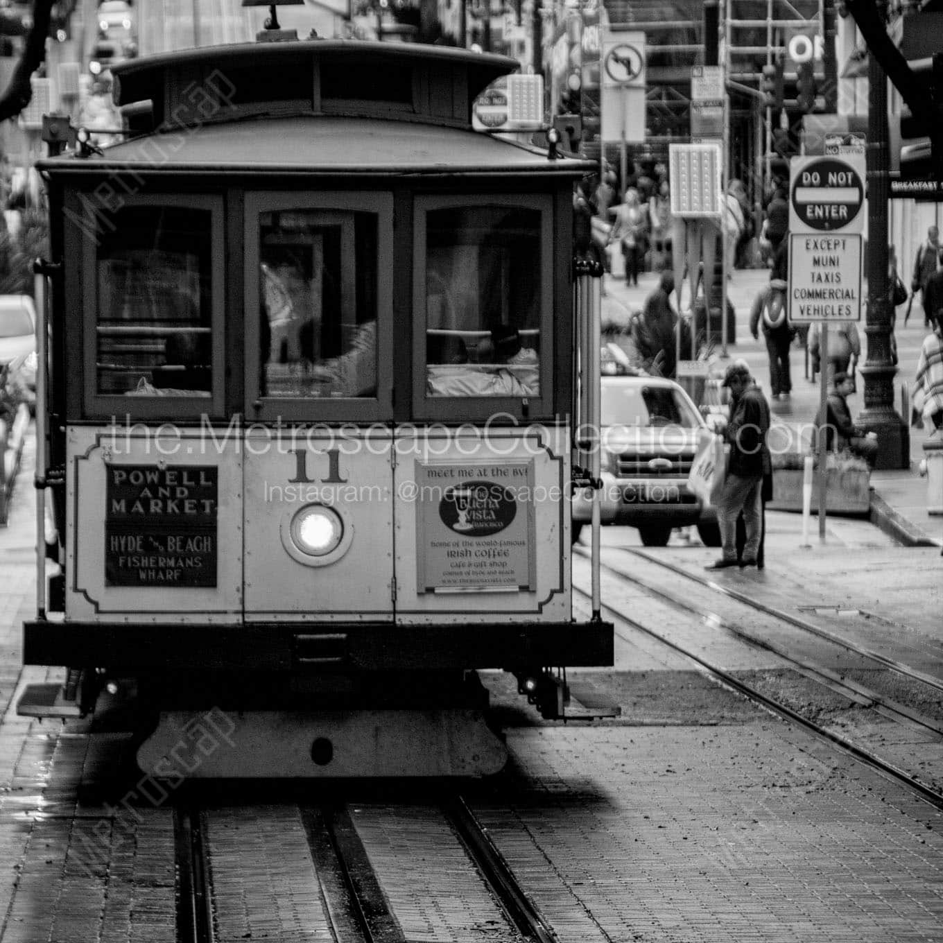 trolly car powell market turnaround Black & White Office Art