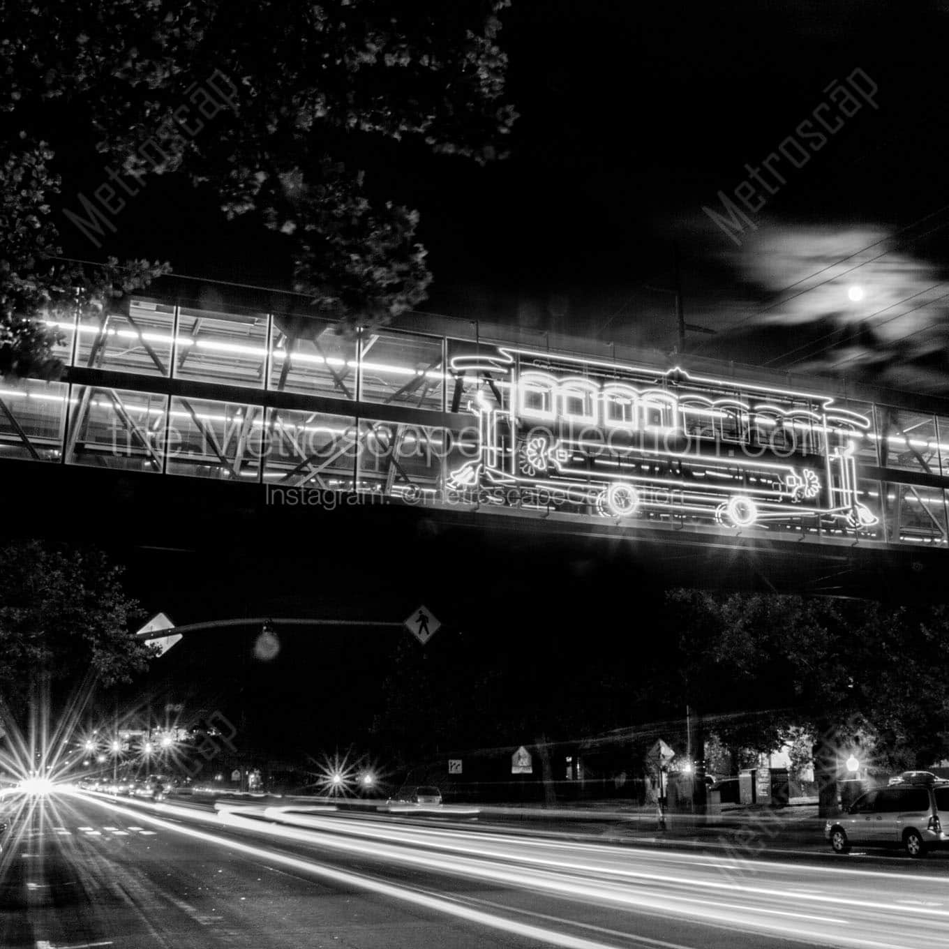 trolly square at night Black & White Office Art