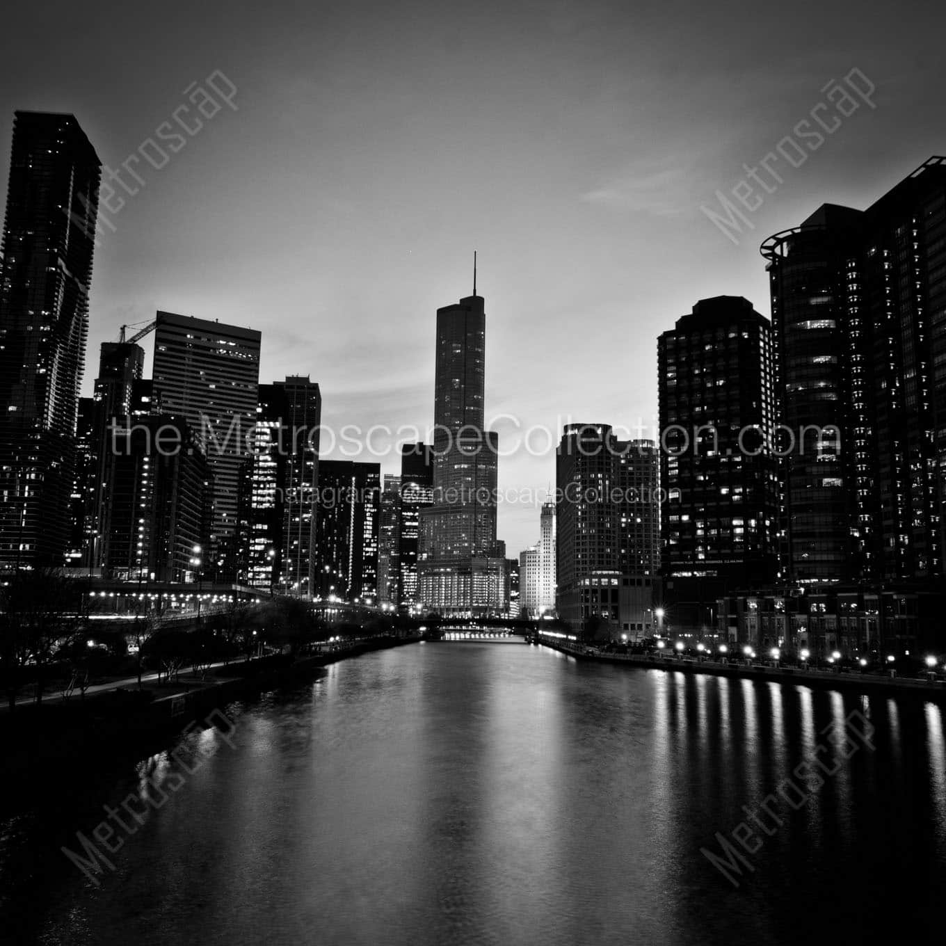 trump tower chicago river Black & White Office Art