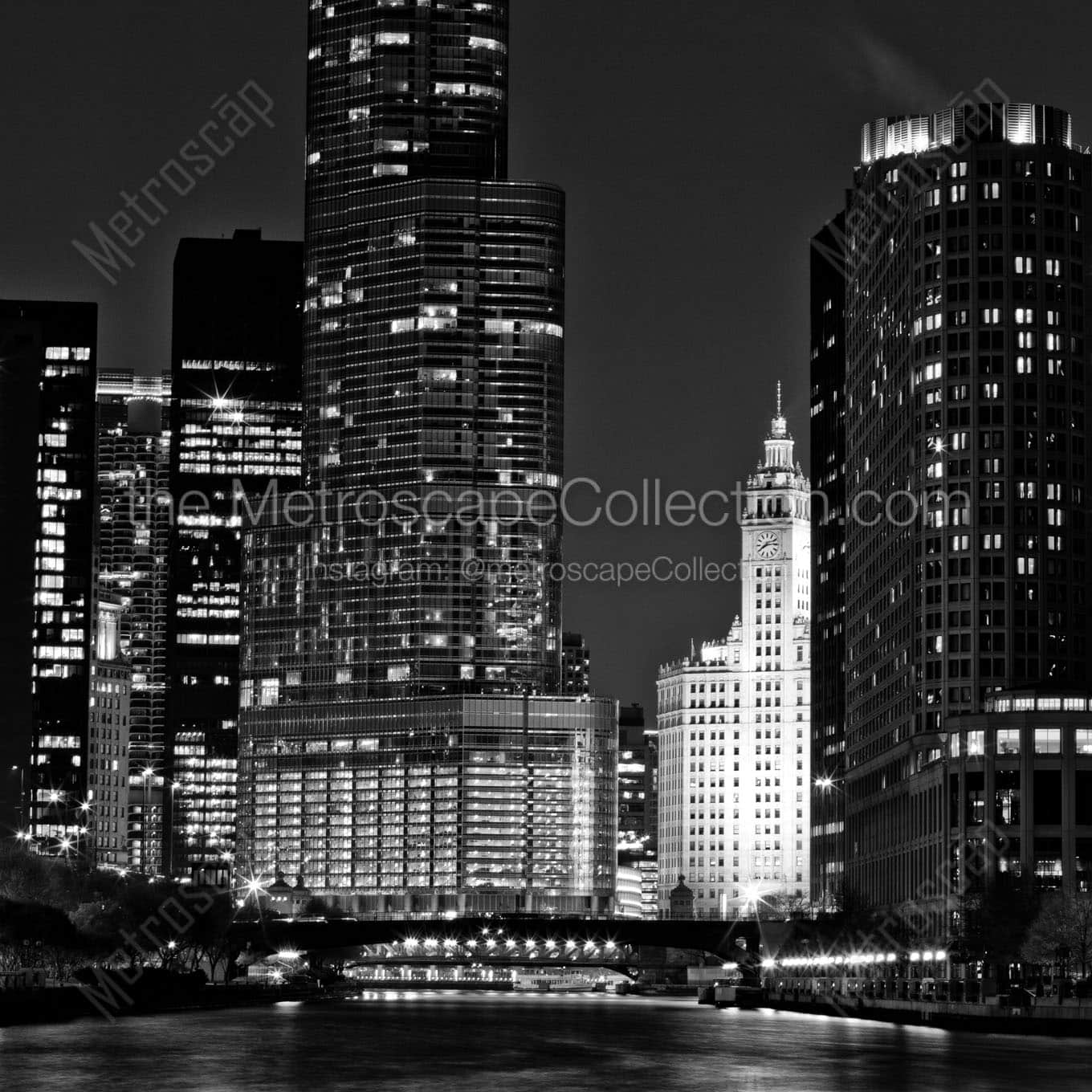 trump tower from lakeshore drive Black & White Office Art