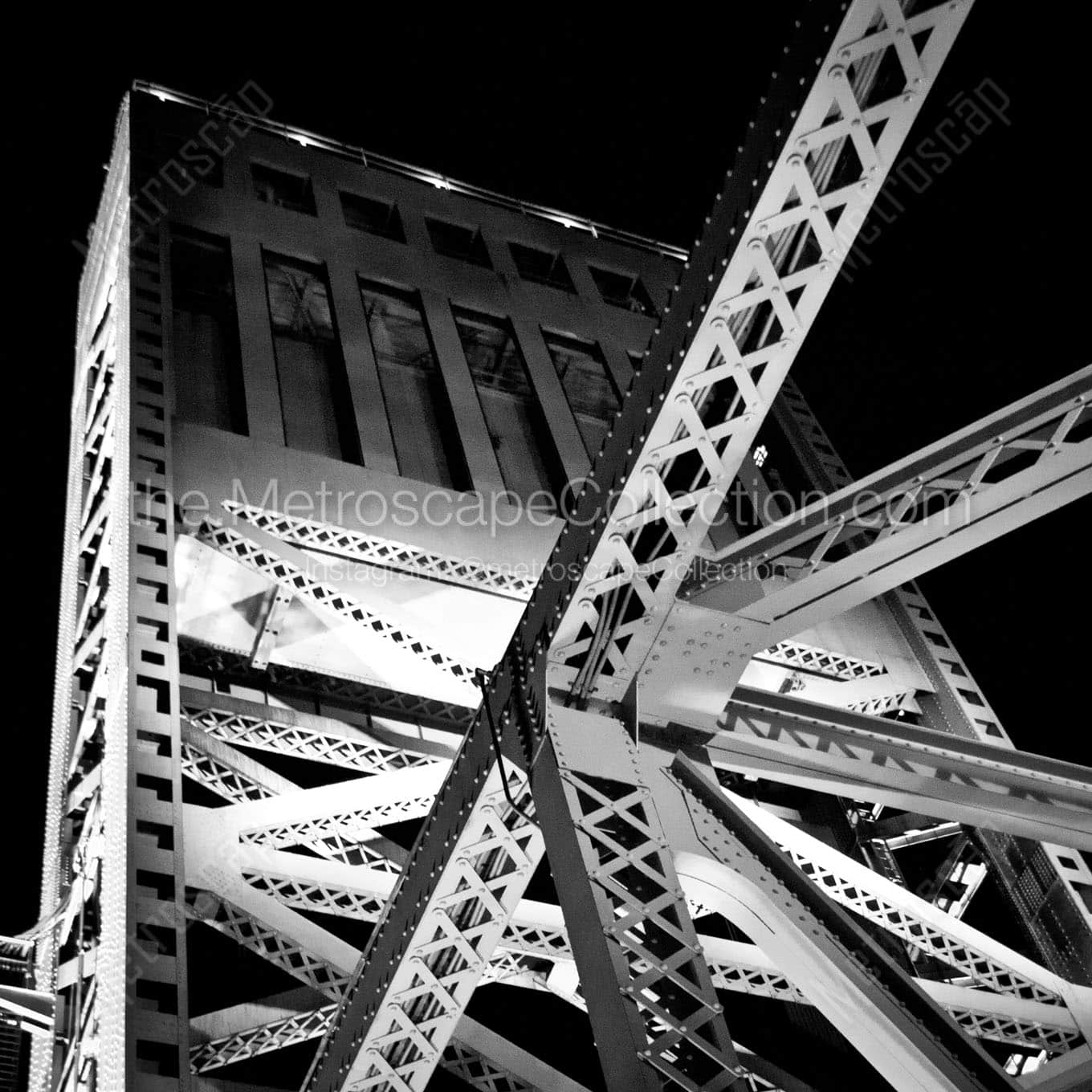 trusses main street draw bridge Black & White Office Art