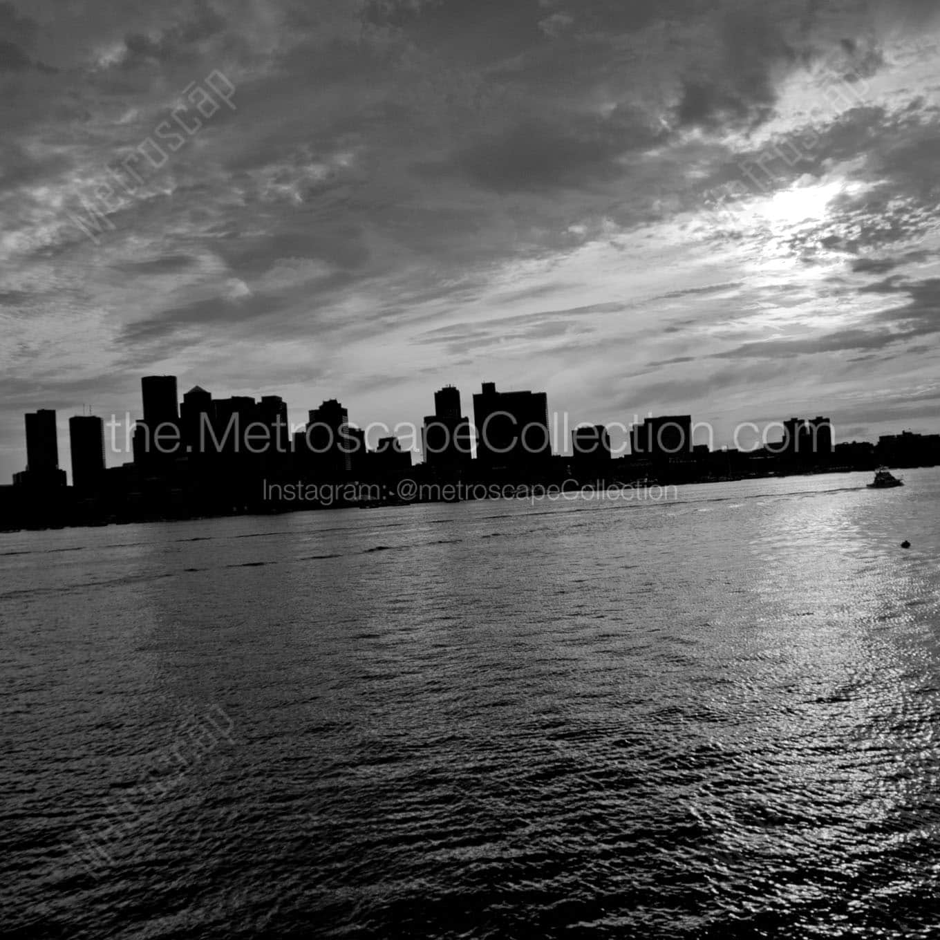 tug boat boston harbor Black & White Office Art