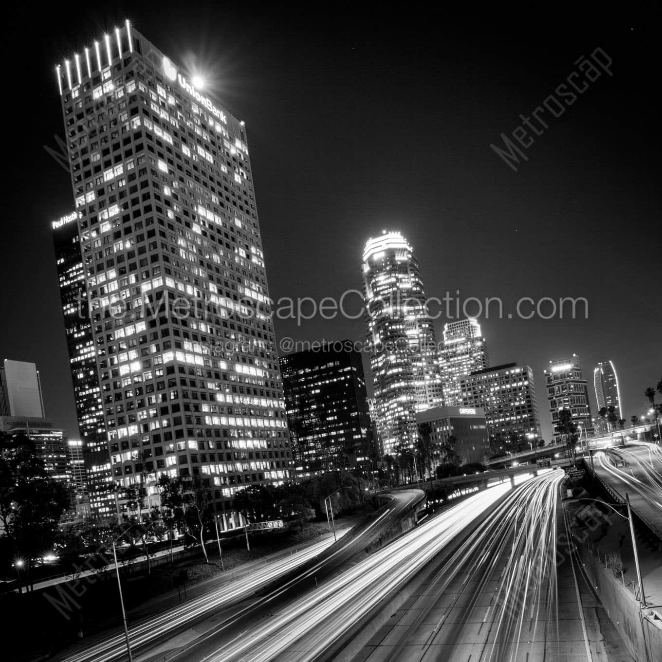 union bank building downtown la Black & White Office Art