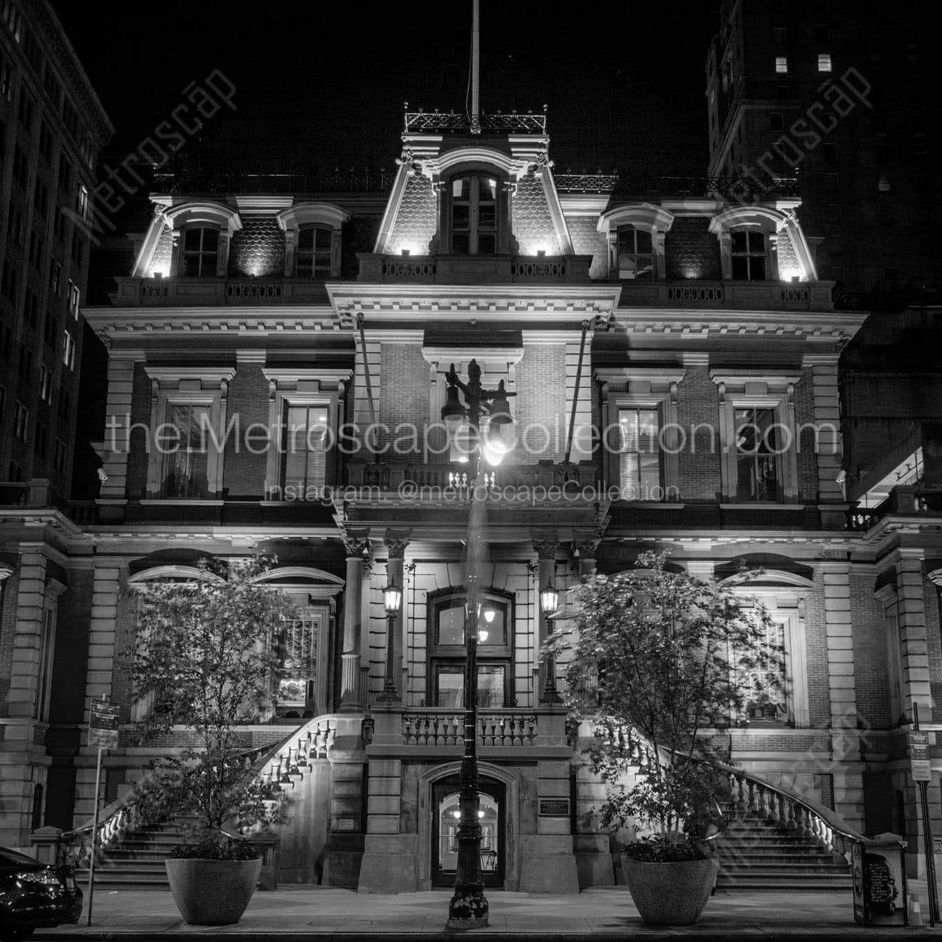 union league of philadelphia at night Black & White Office Art