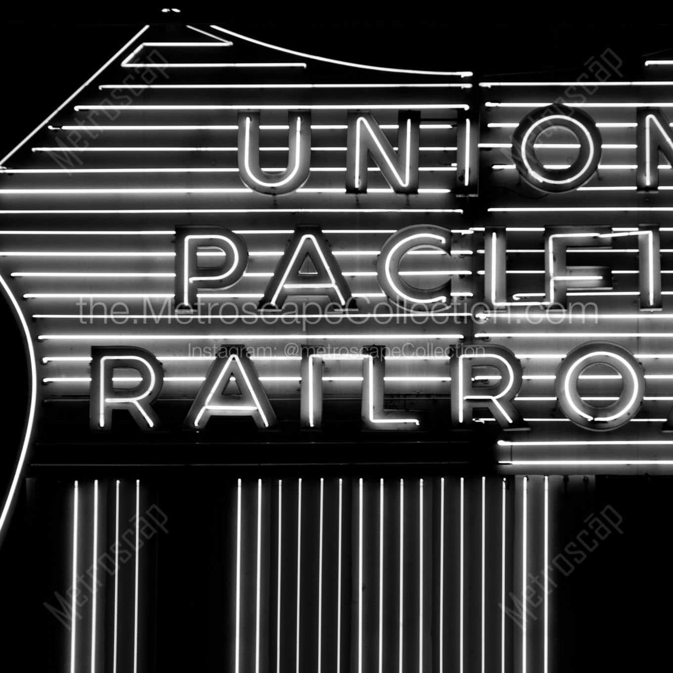 union pacific railroad sign Black & White Office Art