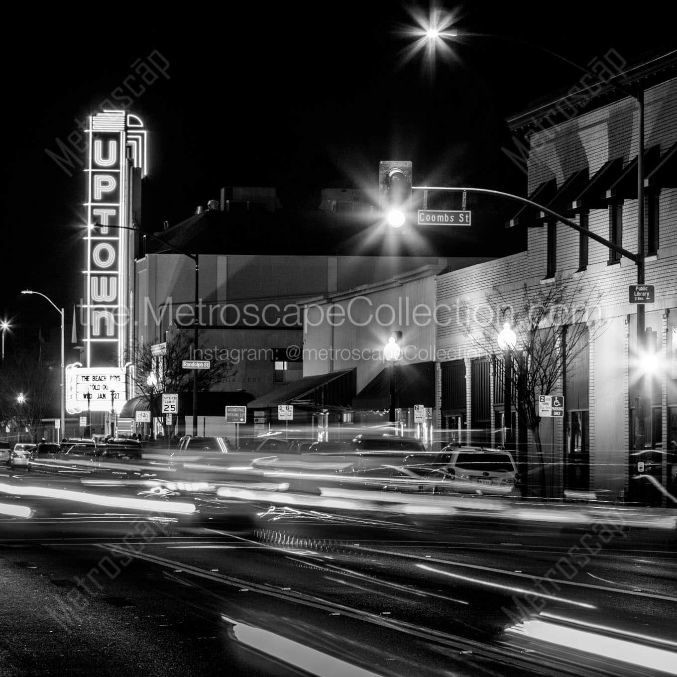 uptown theater at night downtown napa Black & White Office Art