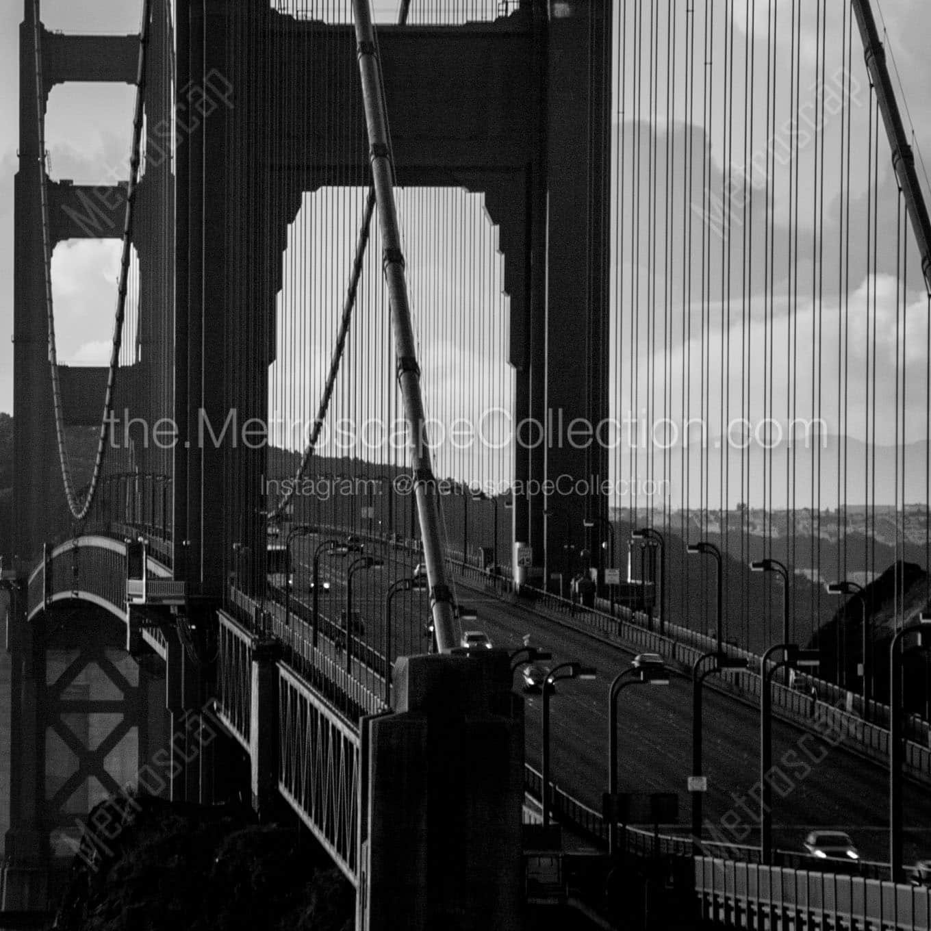 us 101 crosses golden gate bridge Black & White Office Art