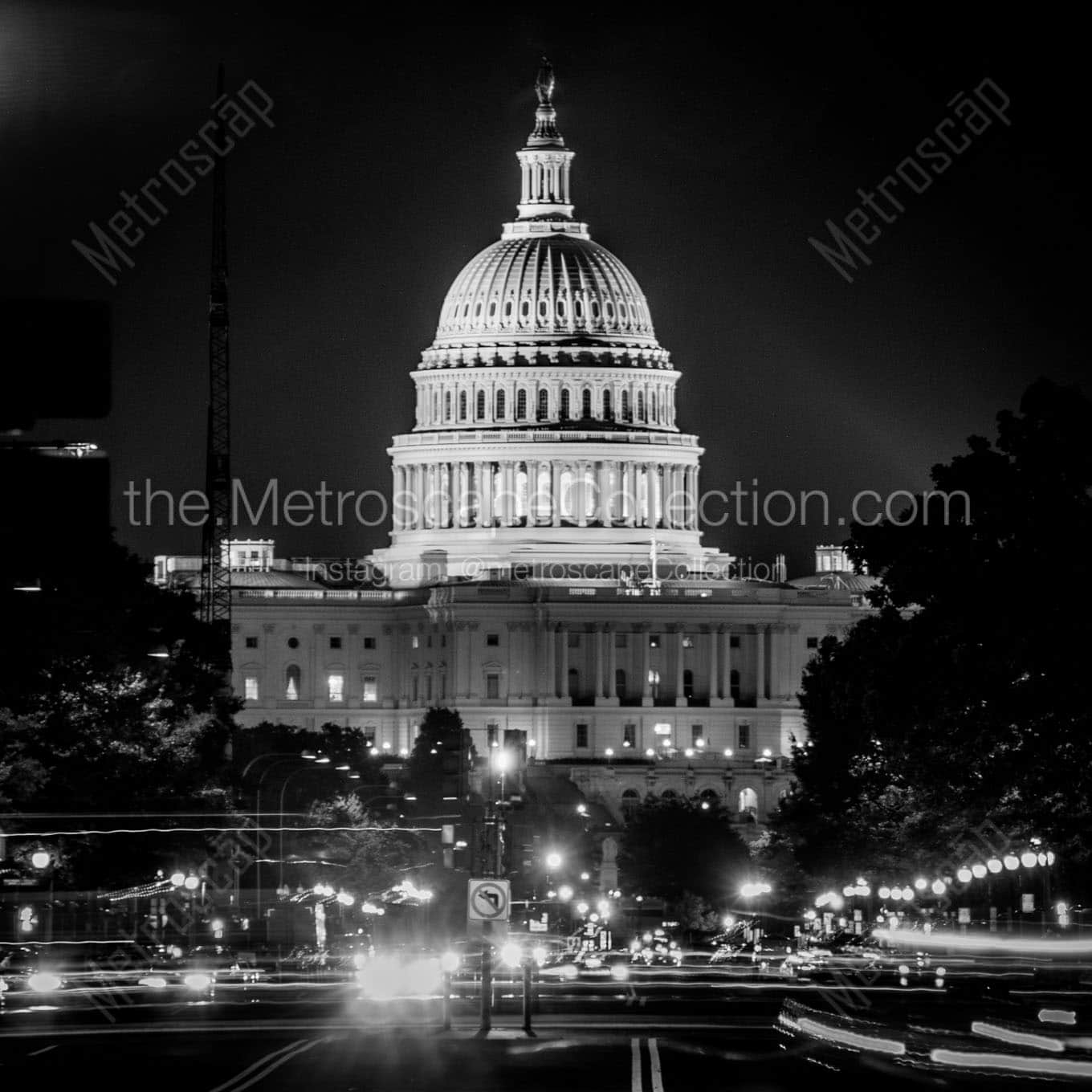 us capitol building from pennsylvania ave Black & White Office Art