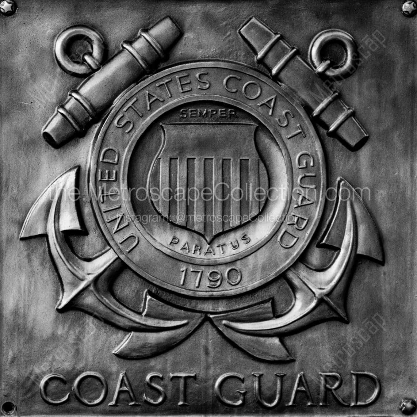 us coast guard bronze plaque Black & White Office Art