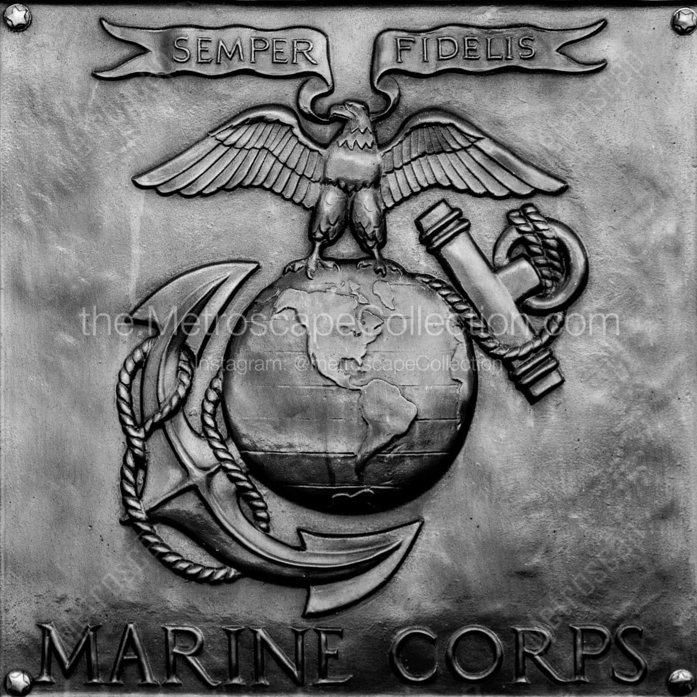 us marine corps bronze plaque Black & White Office Art