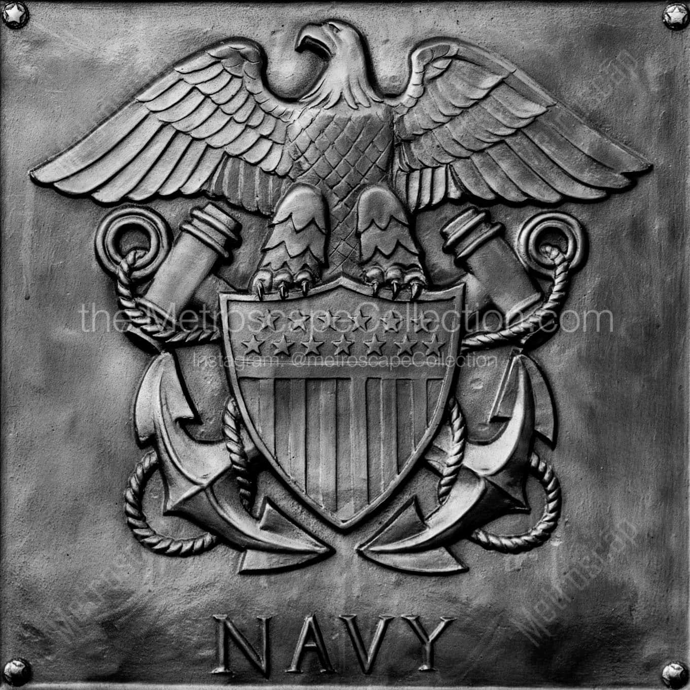 us navy bronze plaque Black & White Office Art