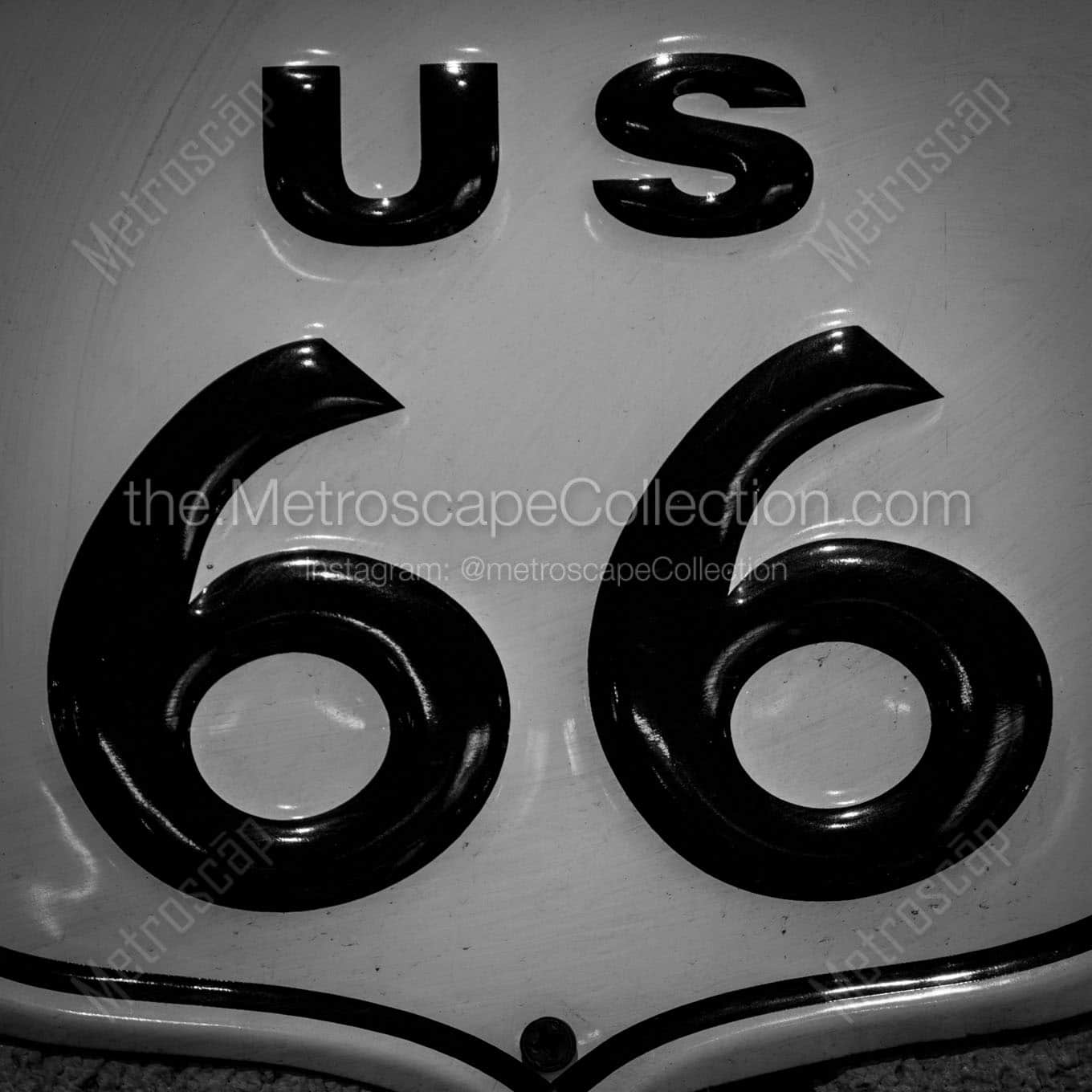us route 66 sign Black & White Office Art