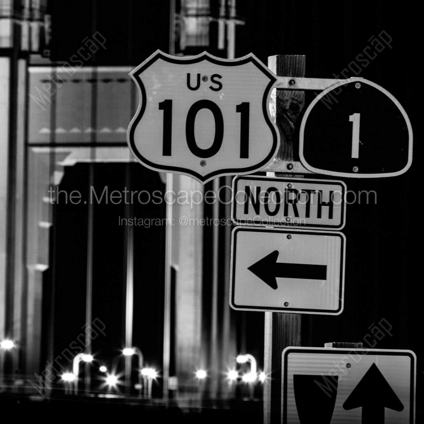 us101 california 1 north gg bridge Black & White Office Art