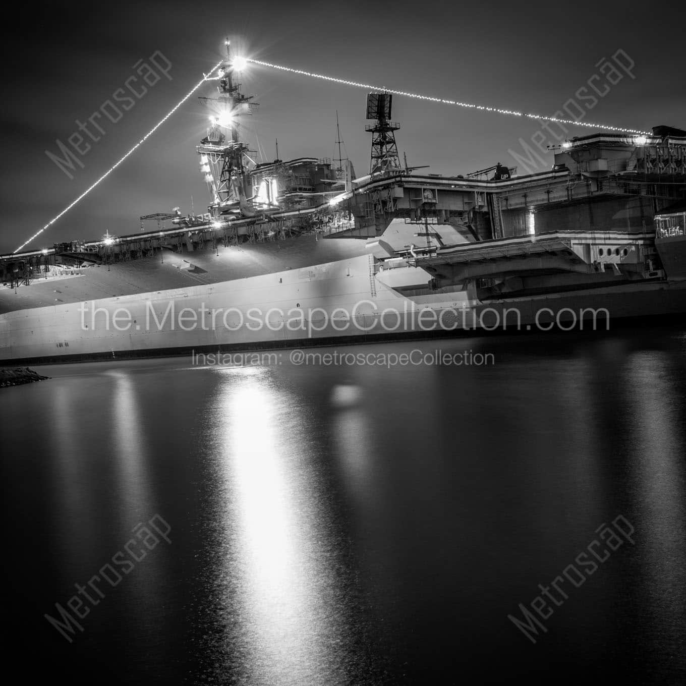 uss midway at night Black & White Office Art