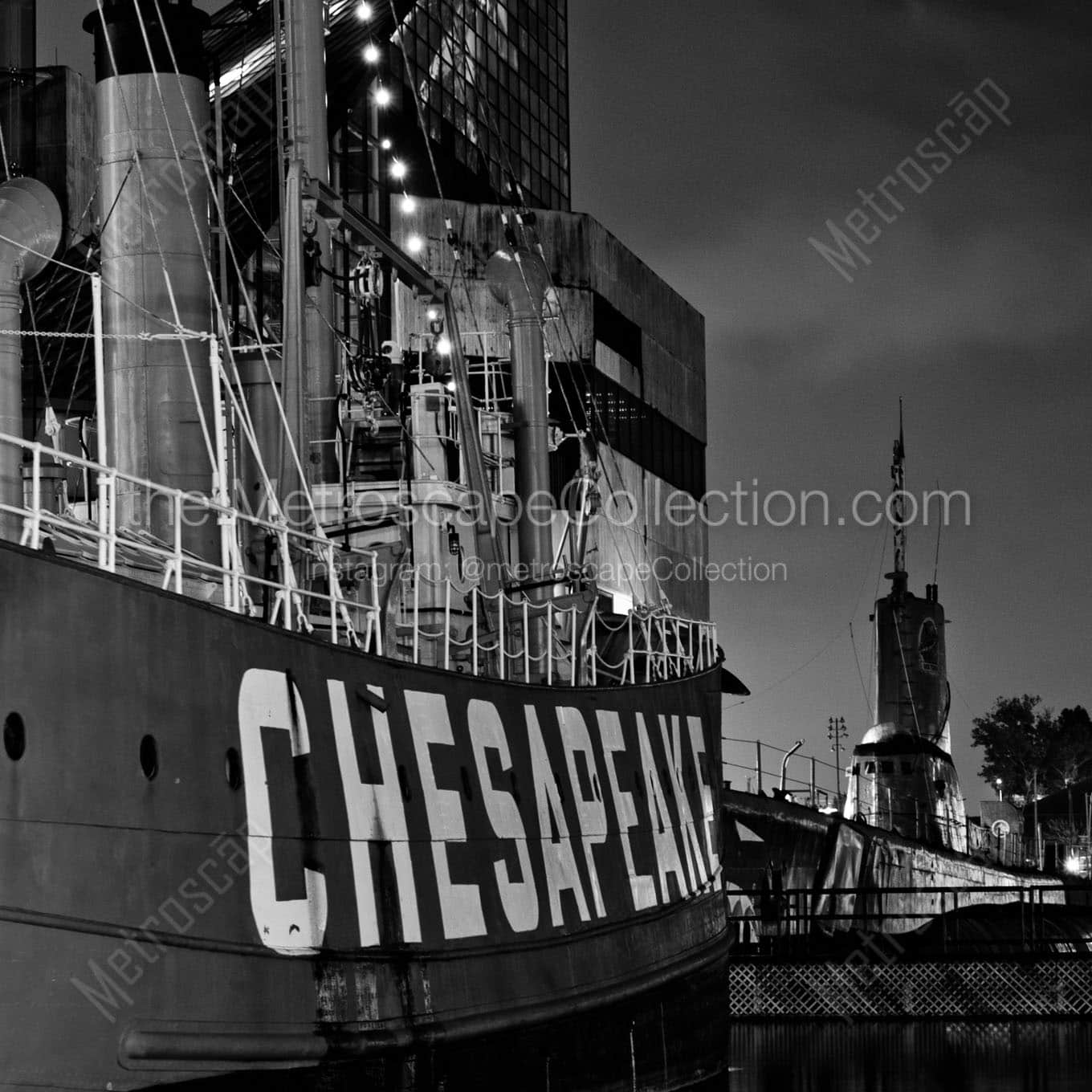 uss torsk inner harbor Black & White Office Art