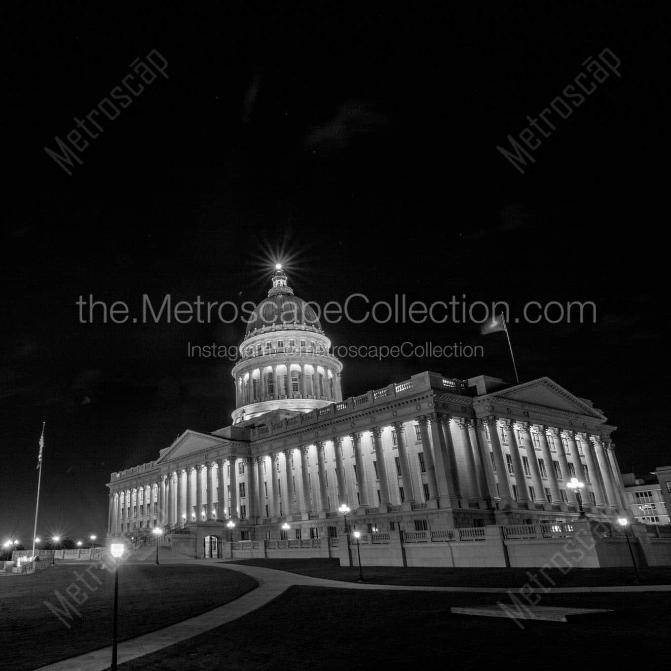 utah capitol building at night Black & White Office Art