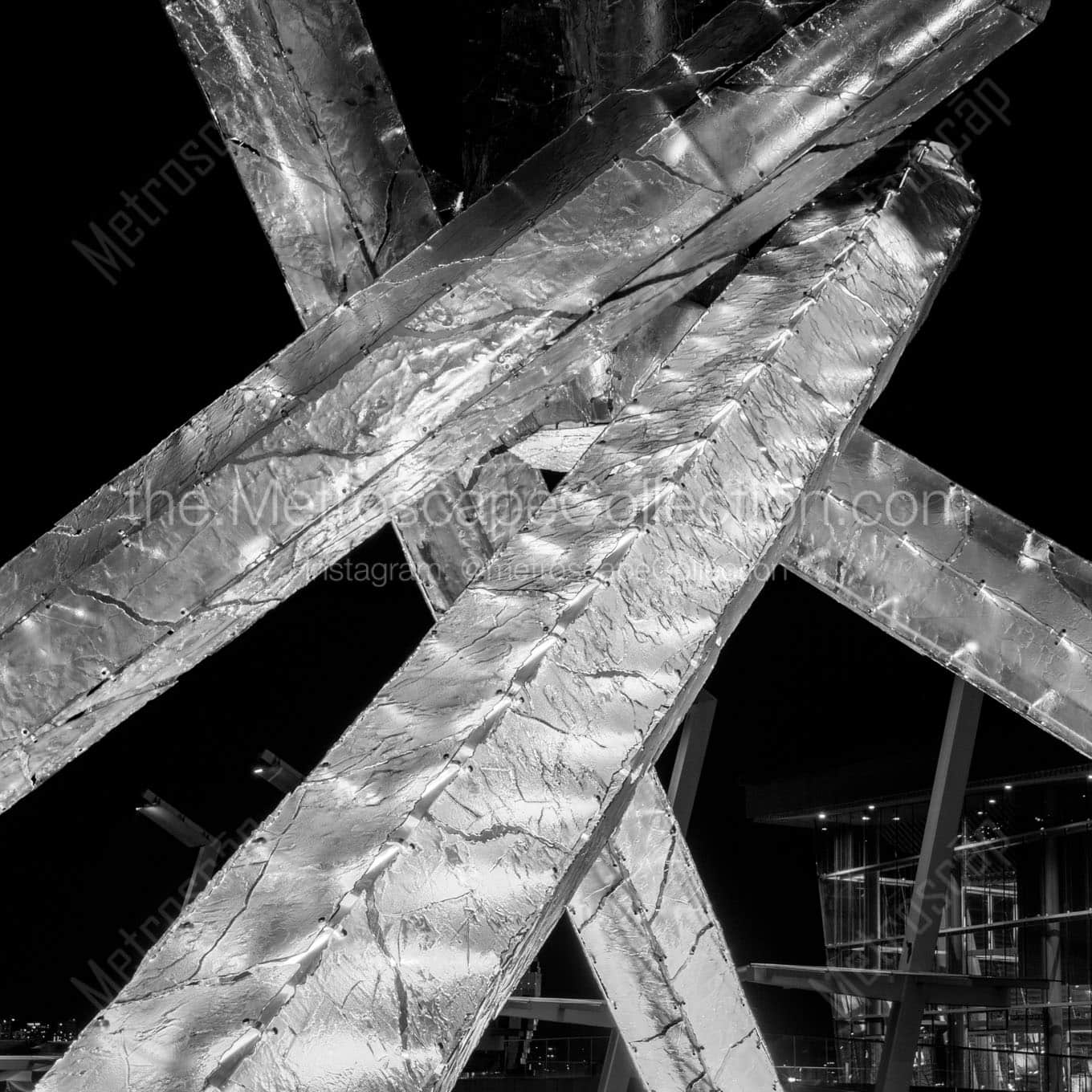 vancouver olympic cauldron at night Black & White Office Art