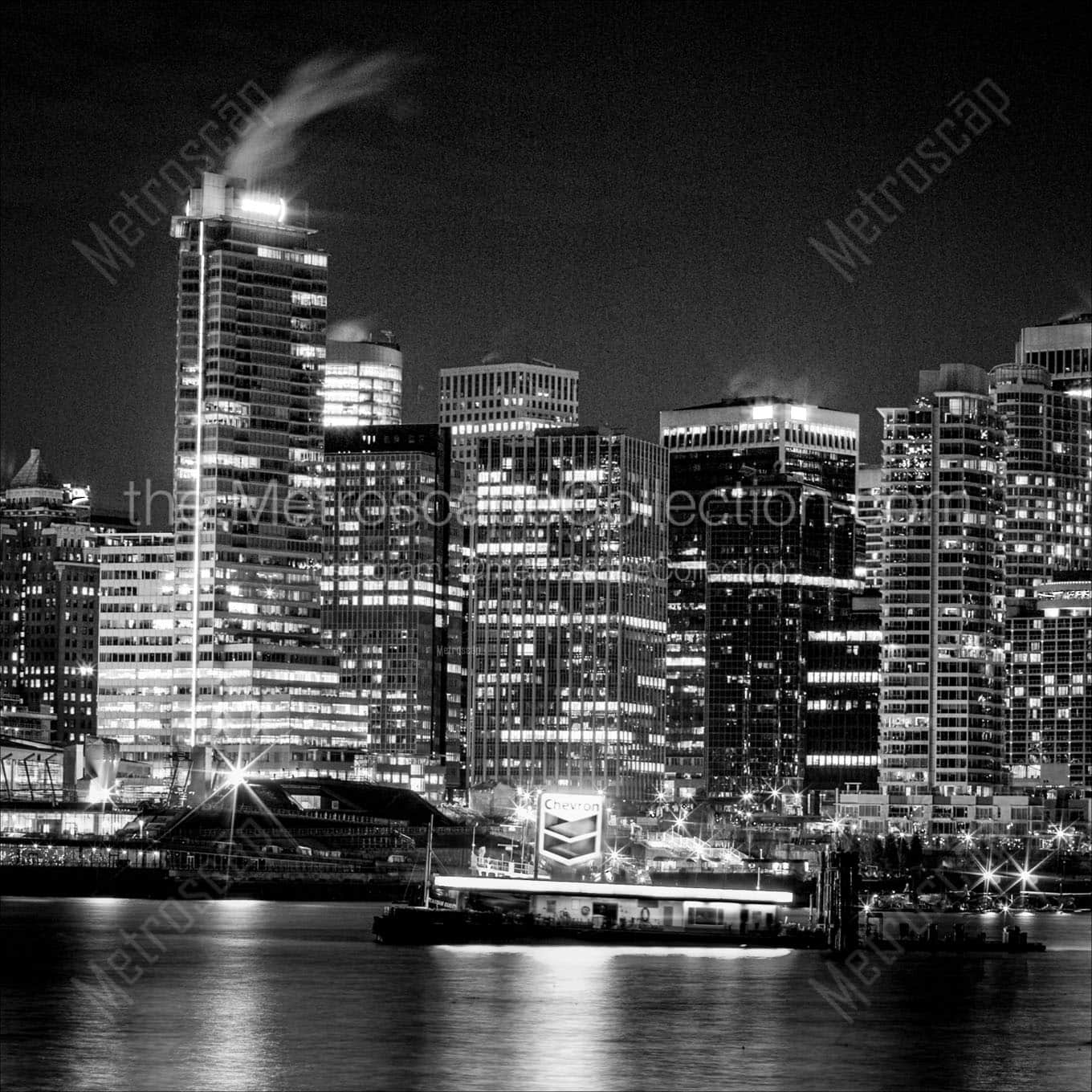 vancouver skyline at night from stanley park Black & White Office Art