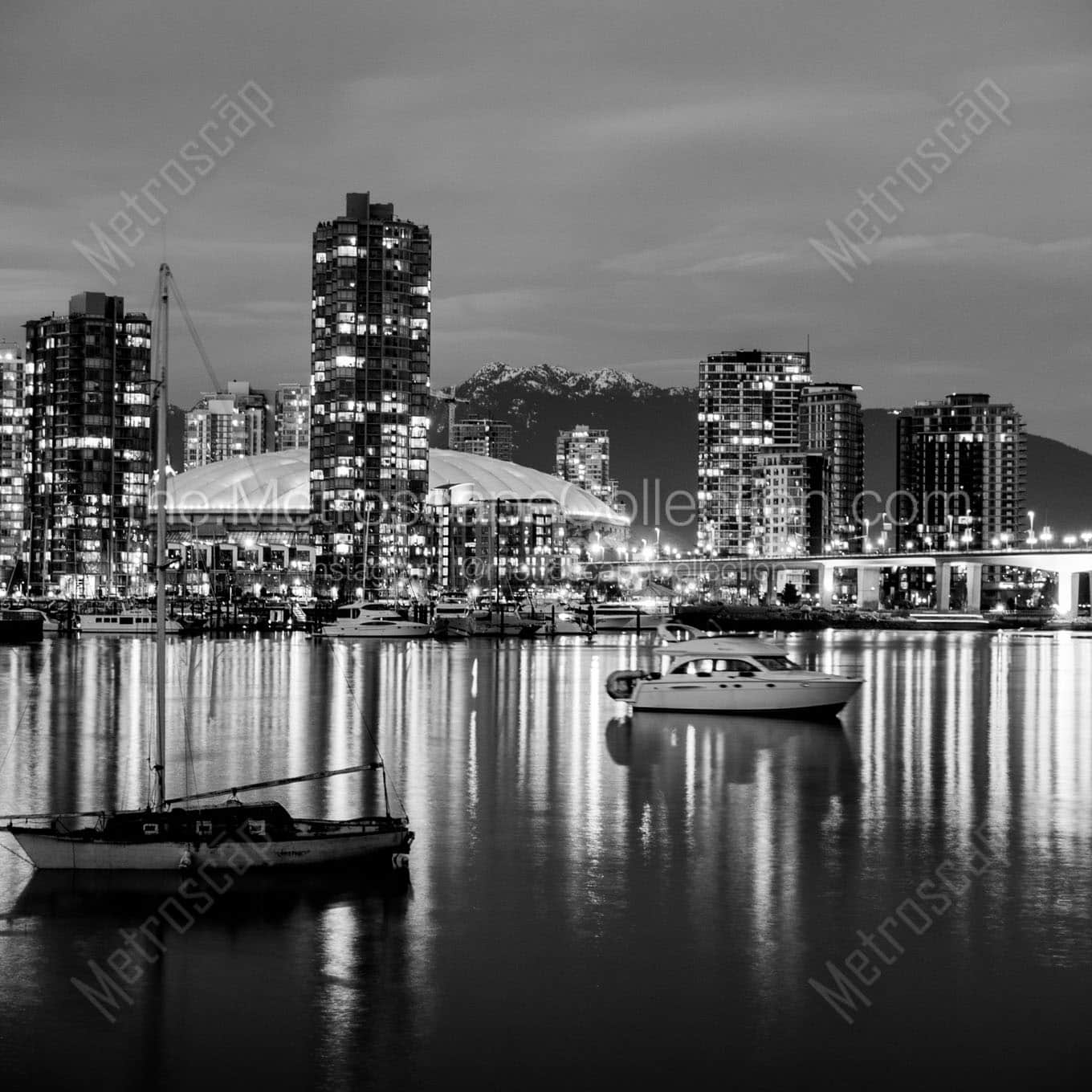 vancouver skyline toward yaletown Black & White Office Art