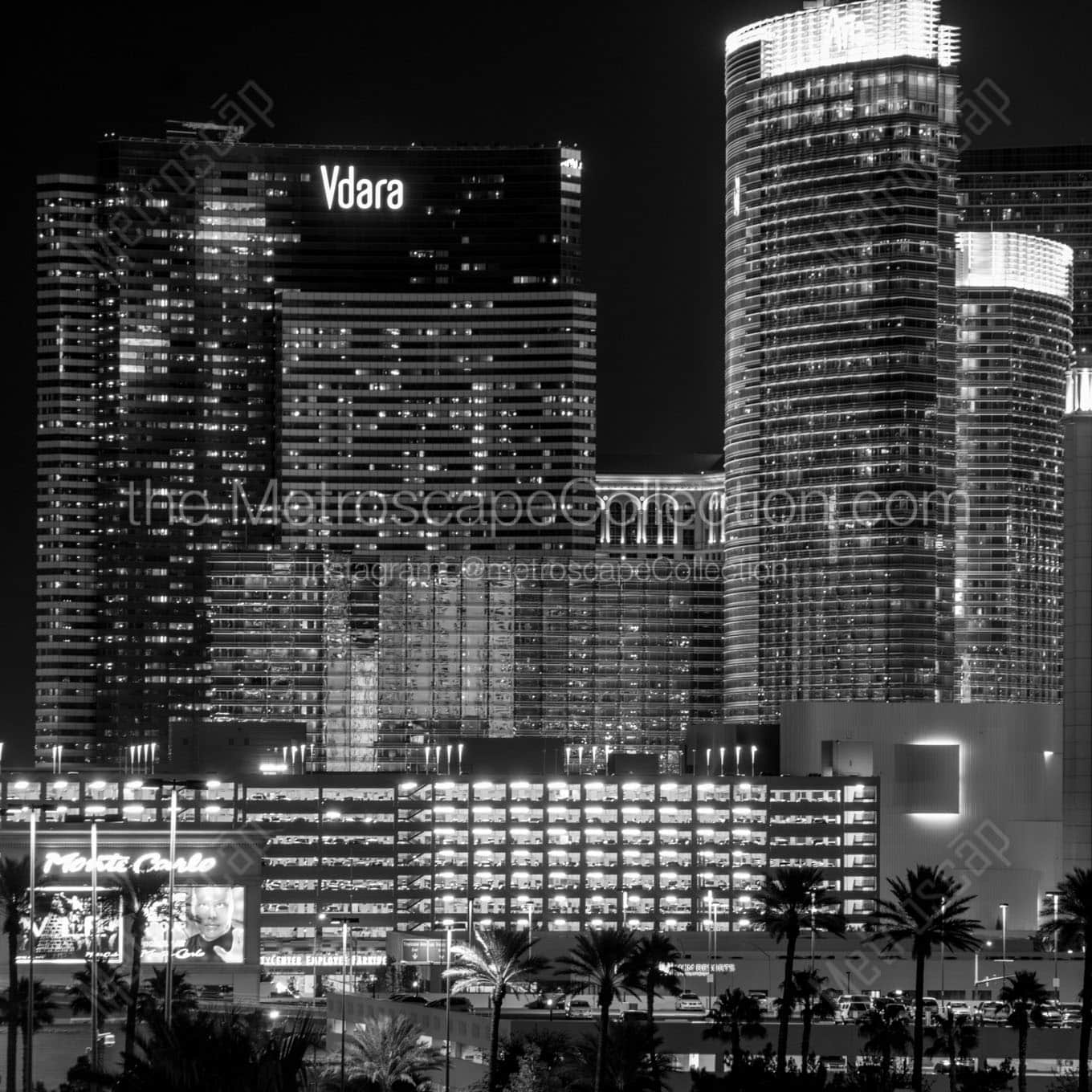 vdara city center at night Black & White Office Art