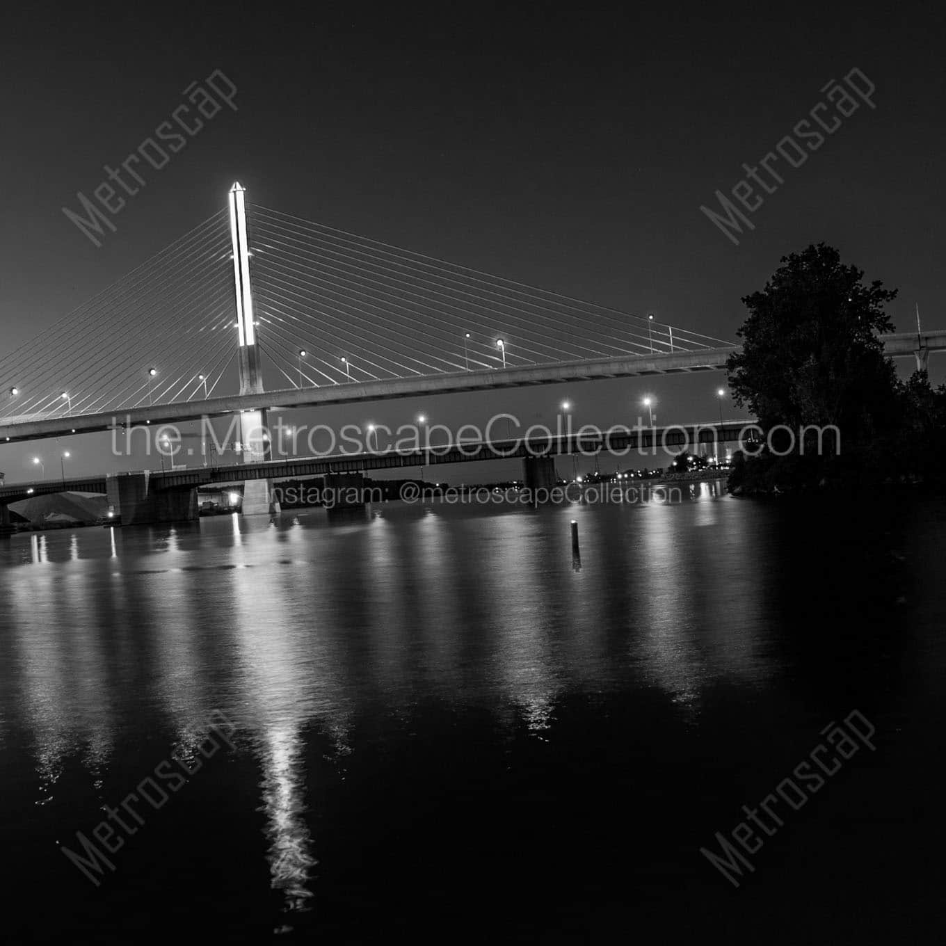 veterans glass city skyway bridge at night Black & White Office Art