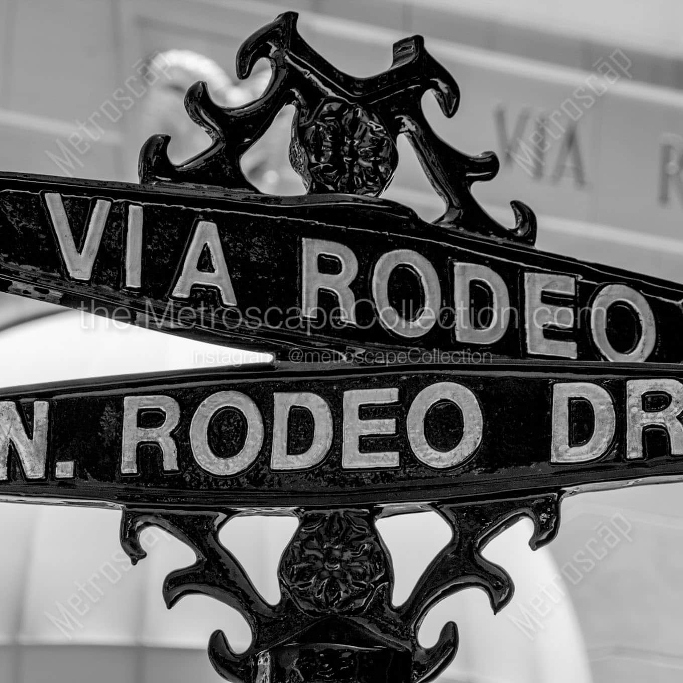 via rodeo and rodeo drive Black & White Office Art