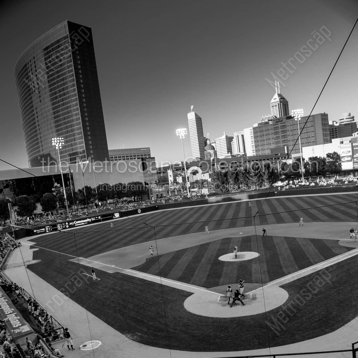 victory field indy skyline Black & White Office Art