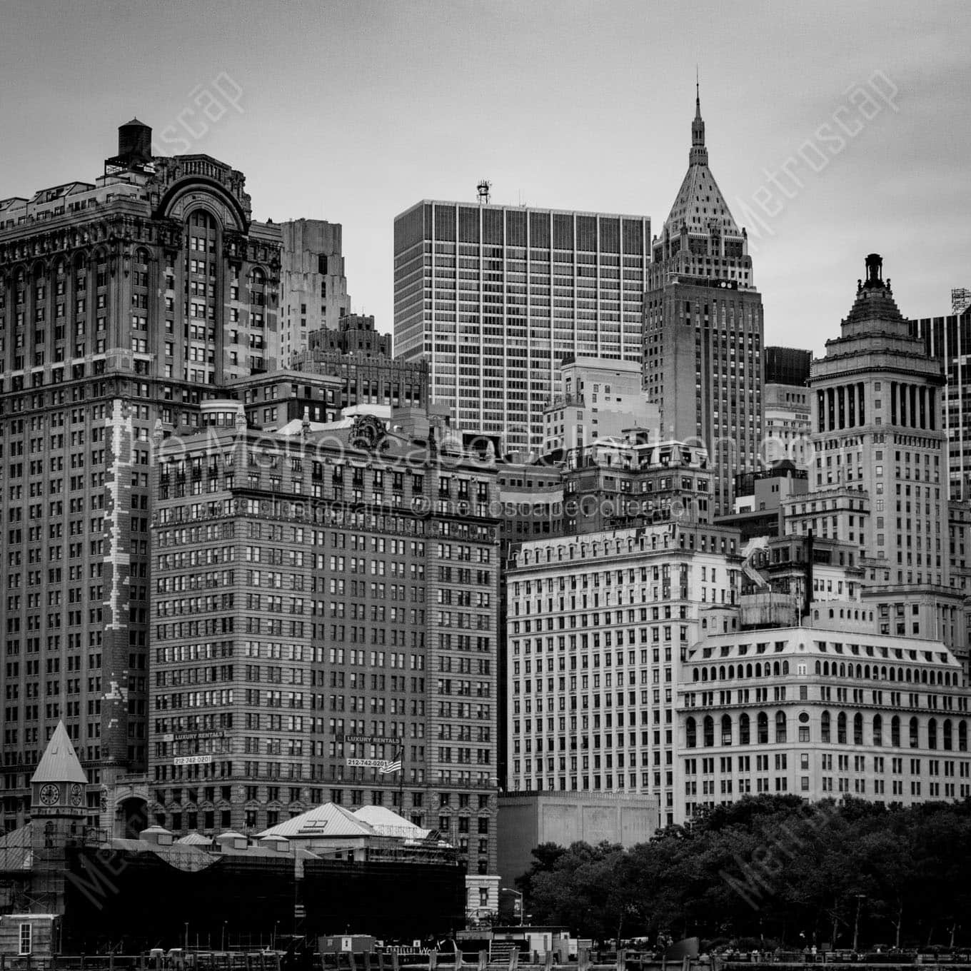 vintage new york skyline Black & White Office Art