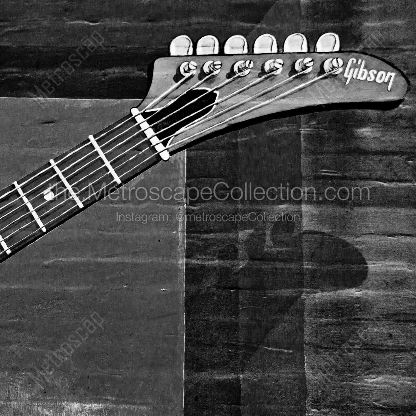 wall mural of memphis gibson guiter Black & White Office Art