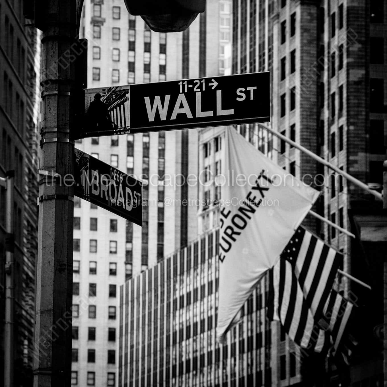 wall street at broad Black & White Office Art