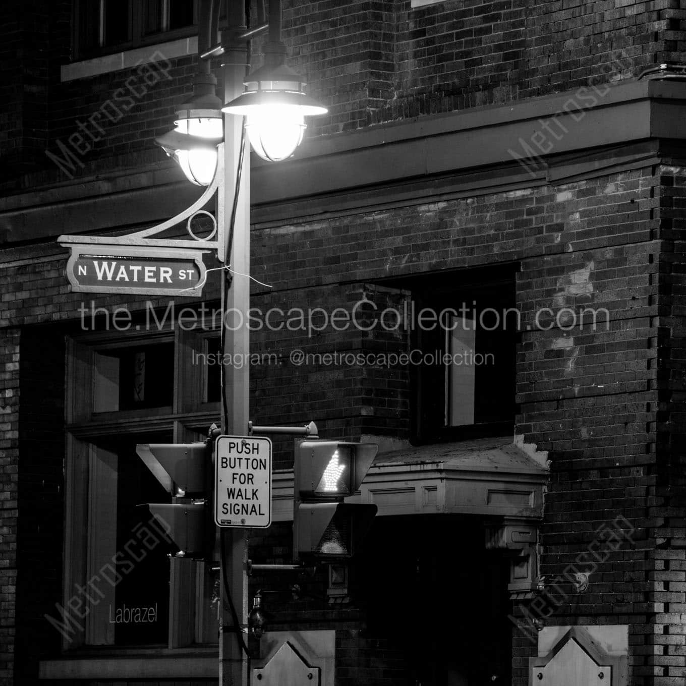 water street at night Black & White Office Art