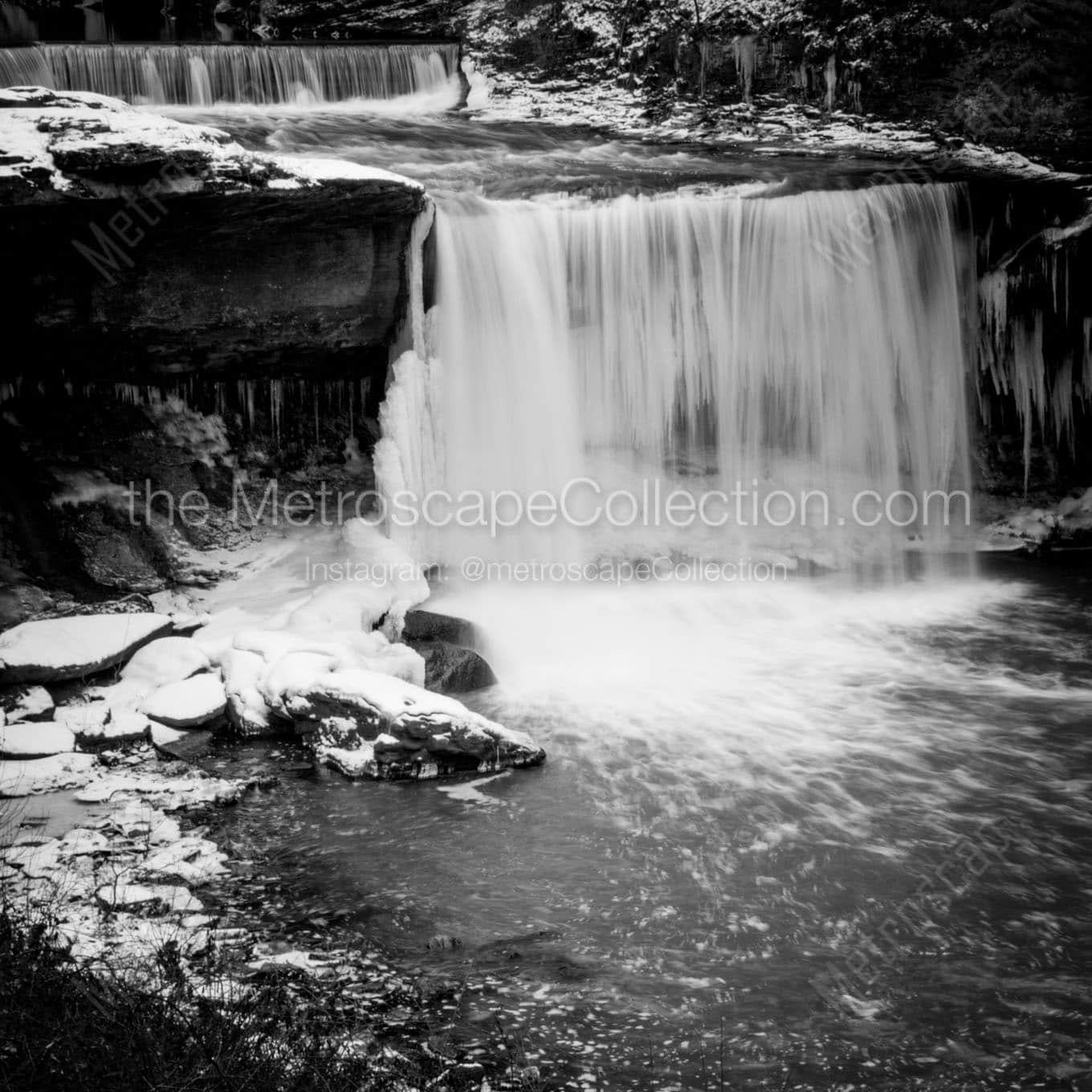 waterfall at lantermans mill Black & White Office Art