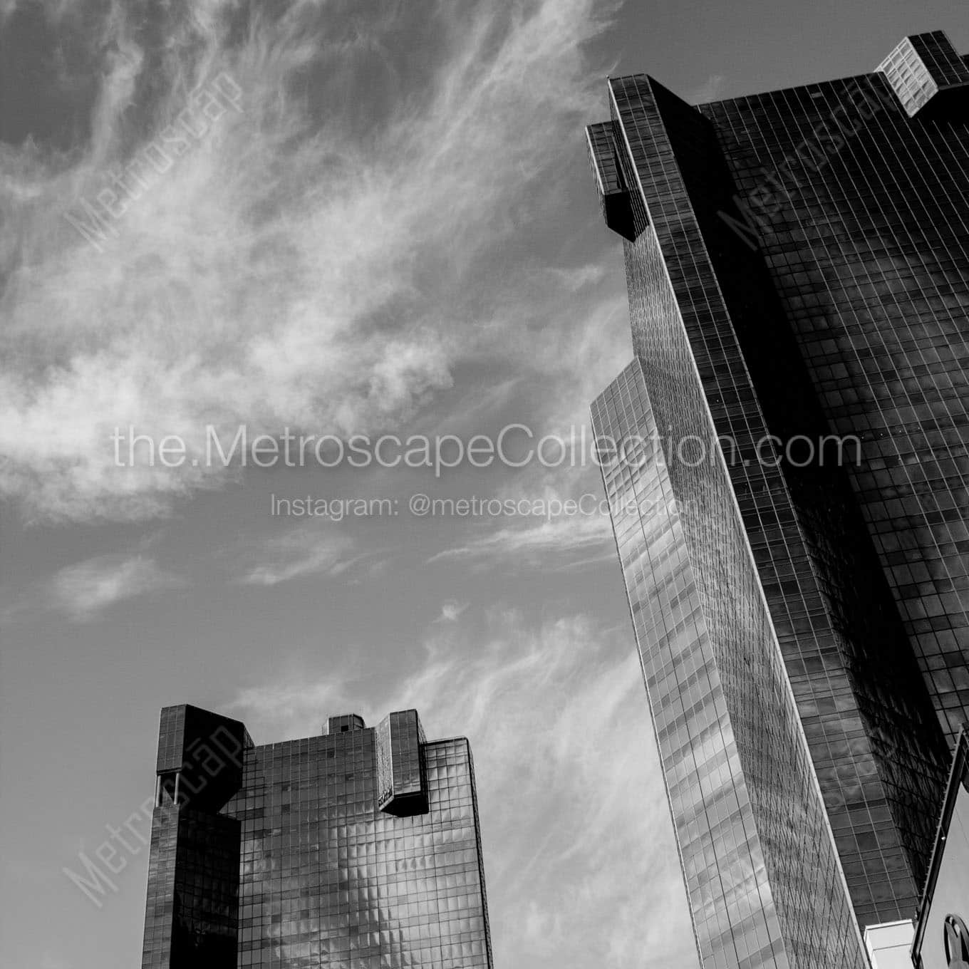 wells fargo buildings downtown fort worth Black & White Wall Art