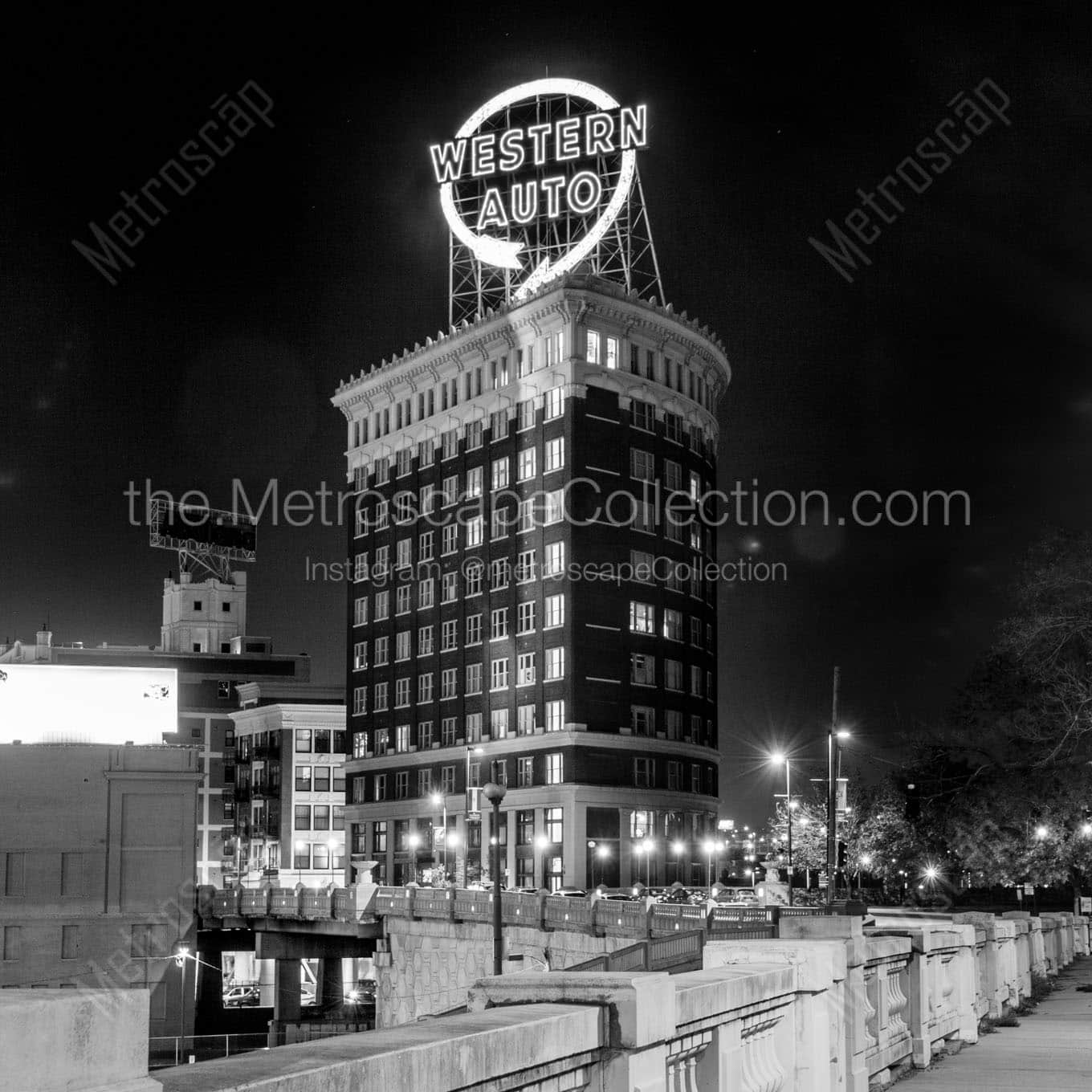western auto sign building Black & White Office Art