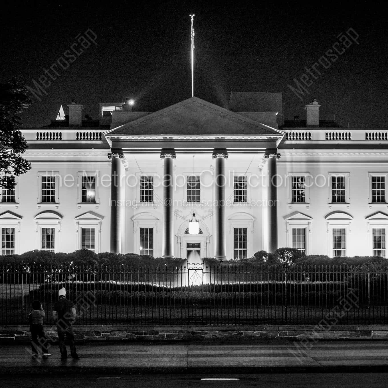white house at night Black & White Office Art