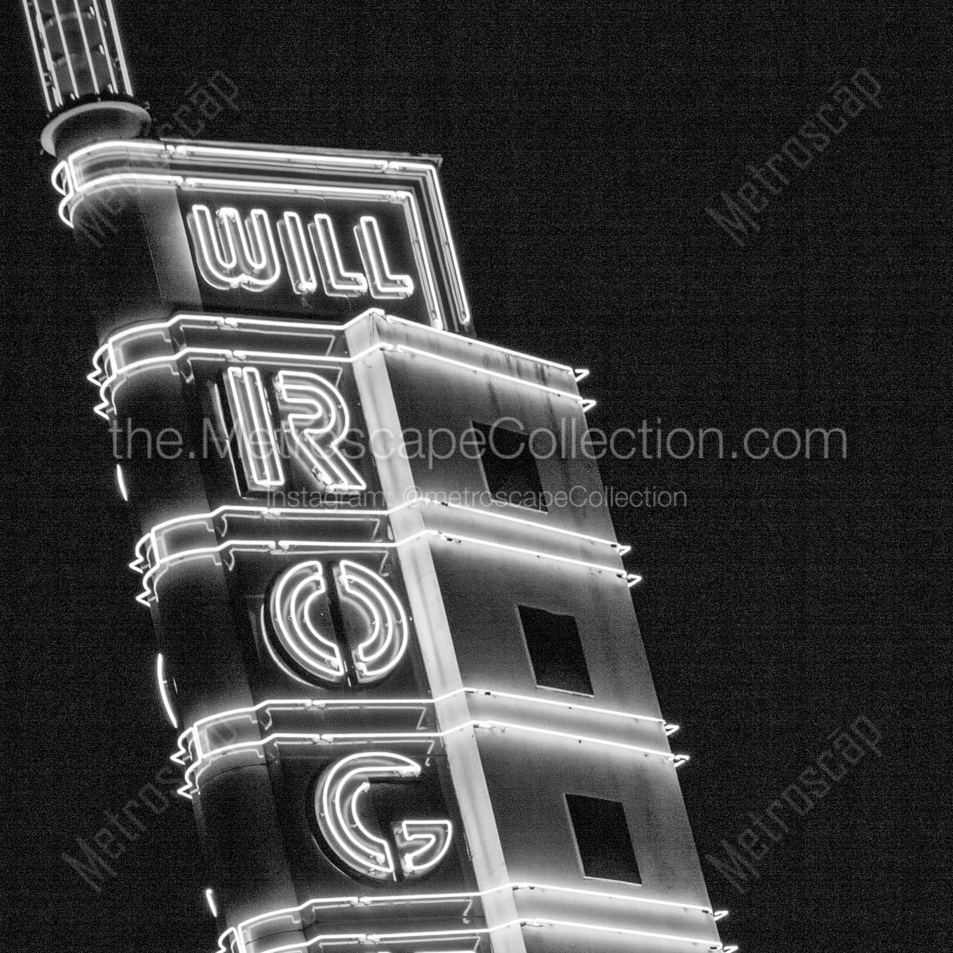 will rogers theater sign at night Black & White Office Art